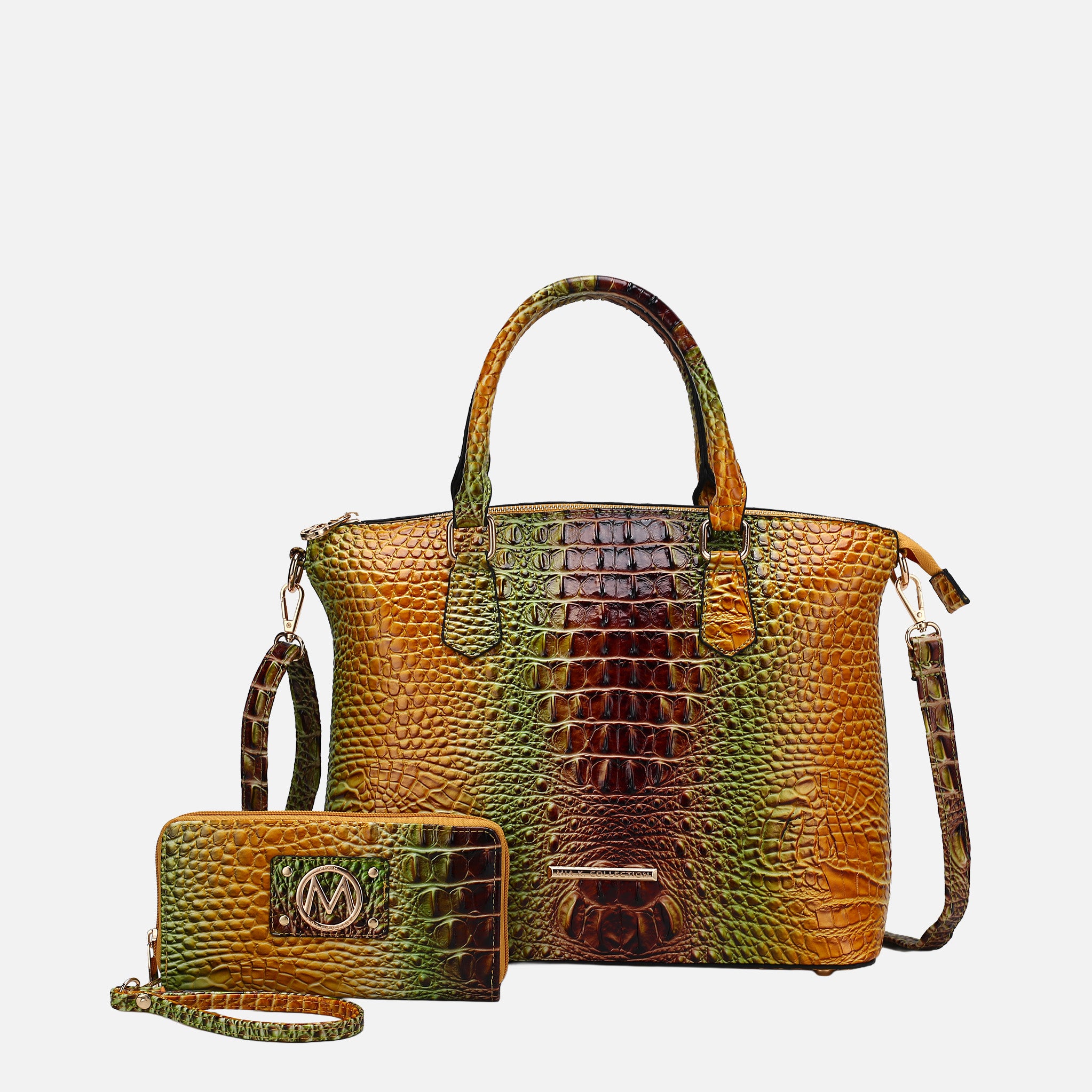 Liora Gradient Croc Shoulder Bag and Wallet Set
