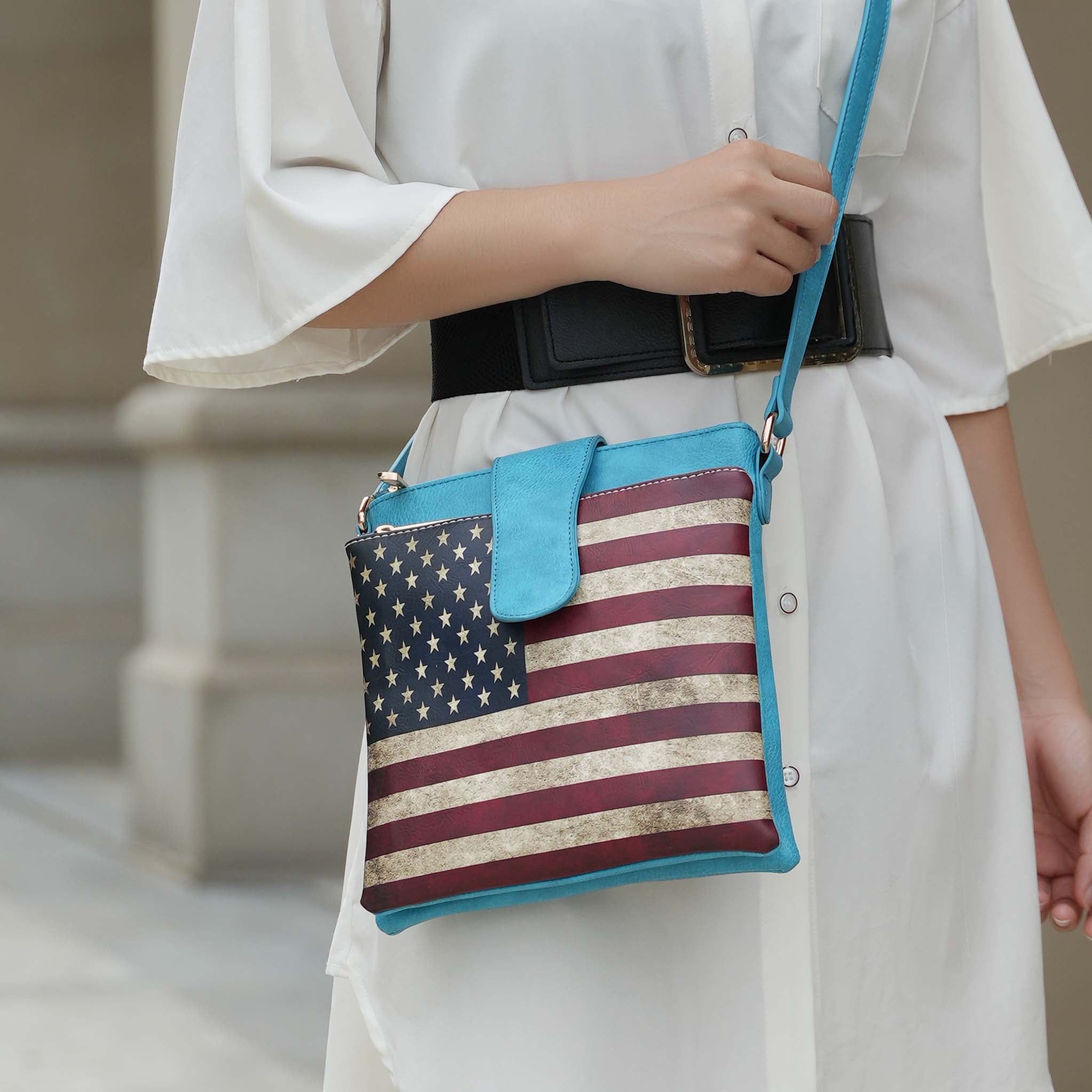 Josephine Printed Flag Crossbody Bag