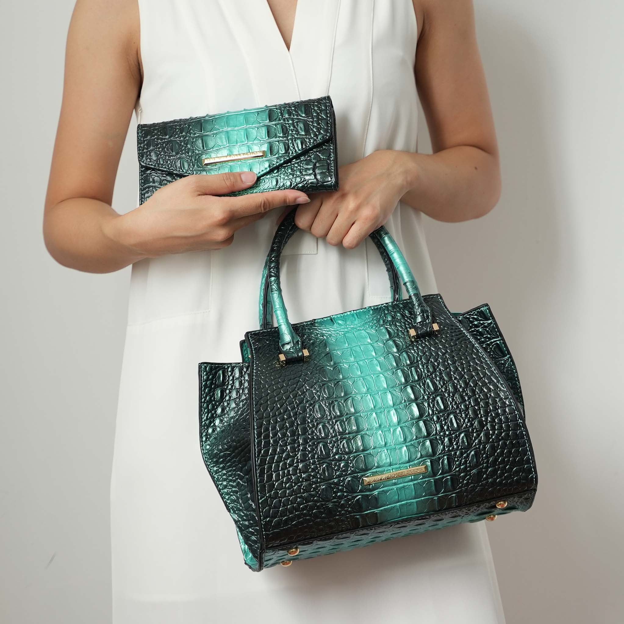 Bently Croc-Embossed Tote and Set