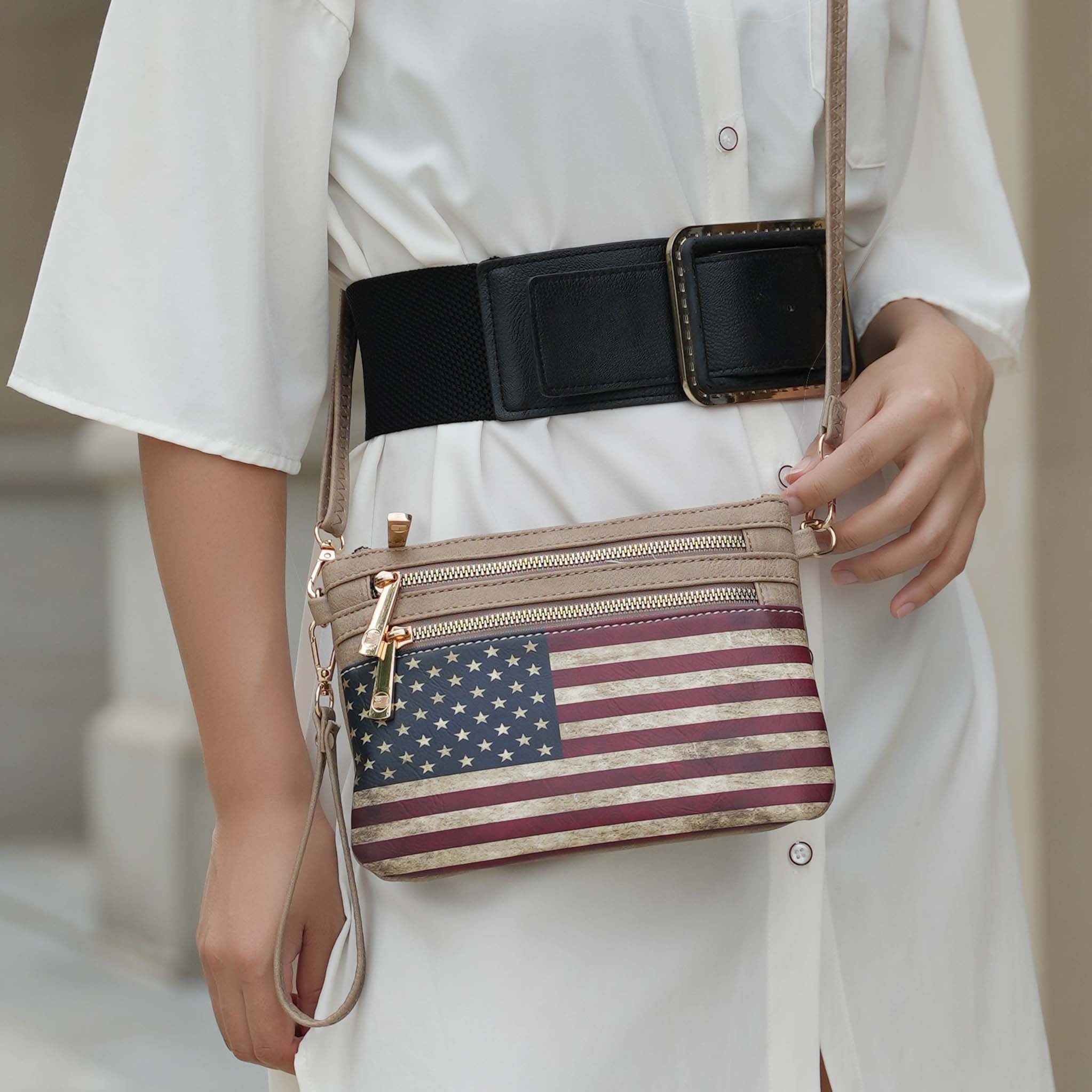 Alisson Printed Flag Crossbody Bag