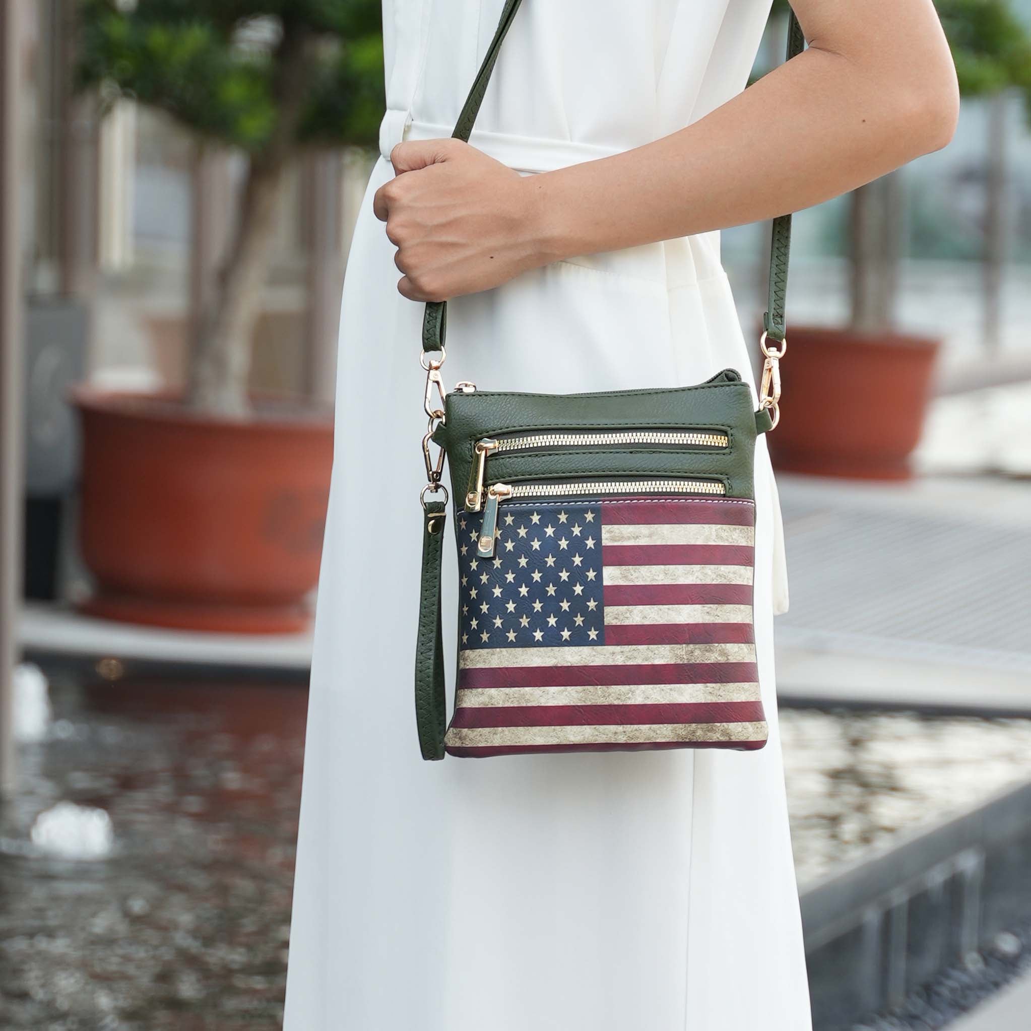 Genesis Printed Flag Crossbody Bag