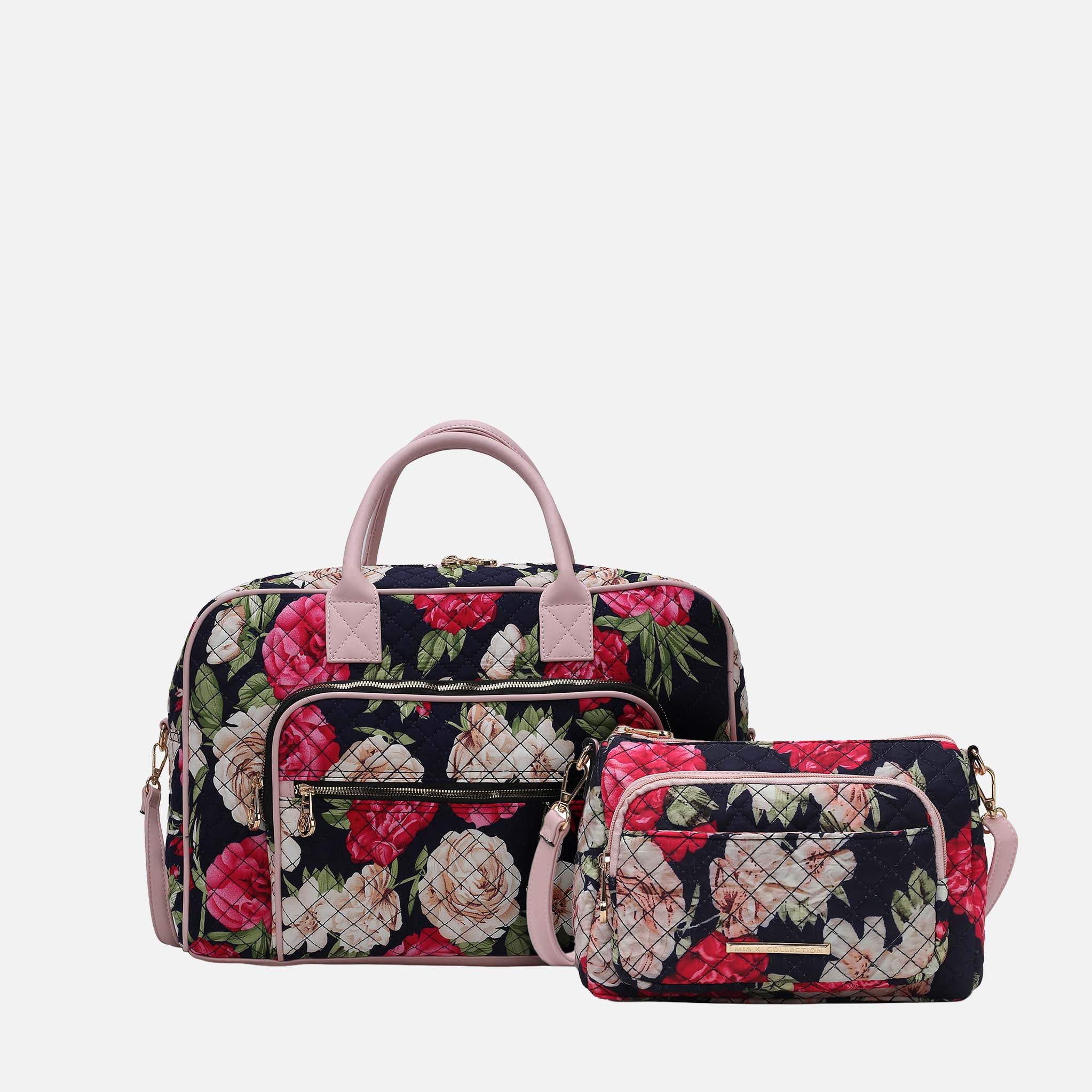 Zoe Quilted Cotton Weekender and Crossbody Bag