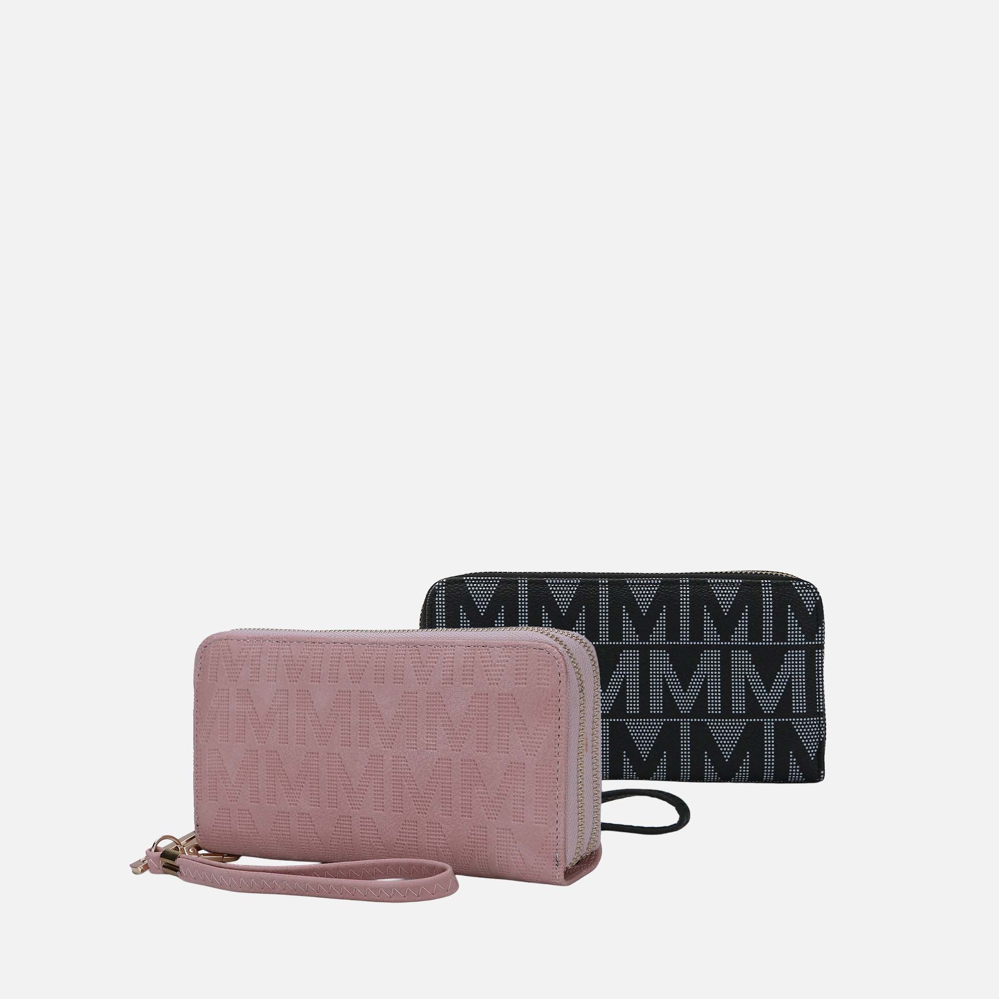 Kathe Embossed M Signature Wallet Wristlet