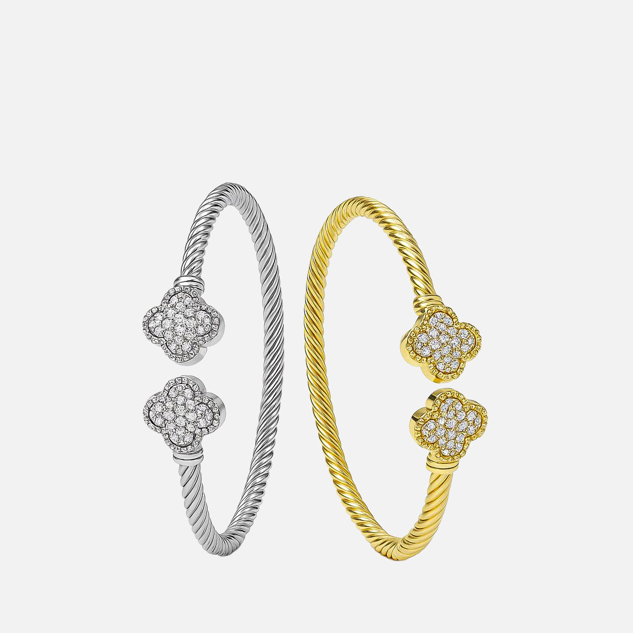 Pave Clover Cuff