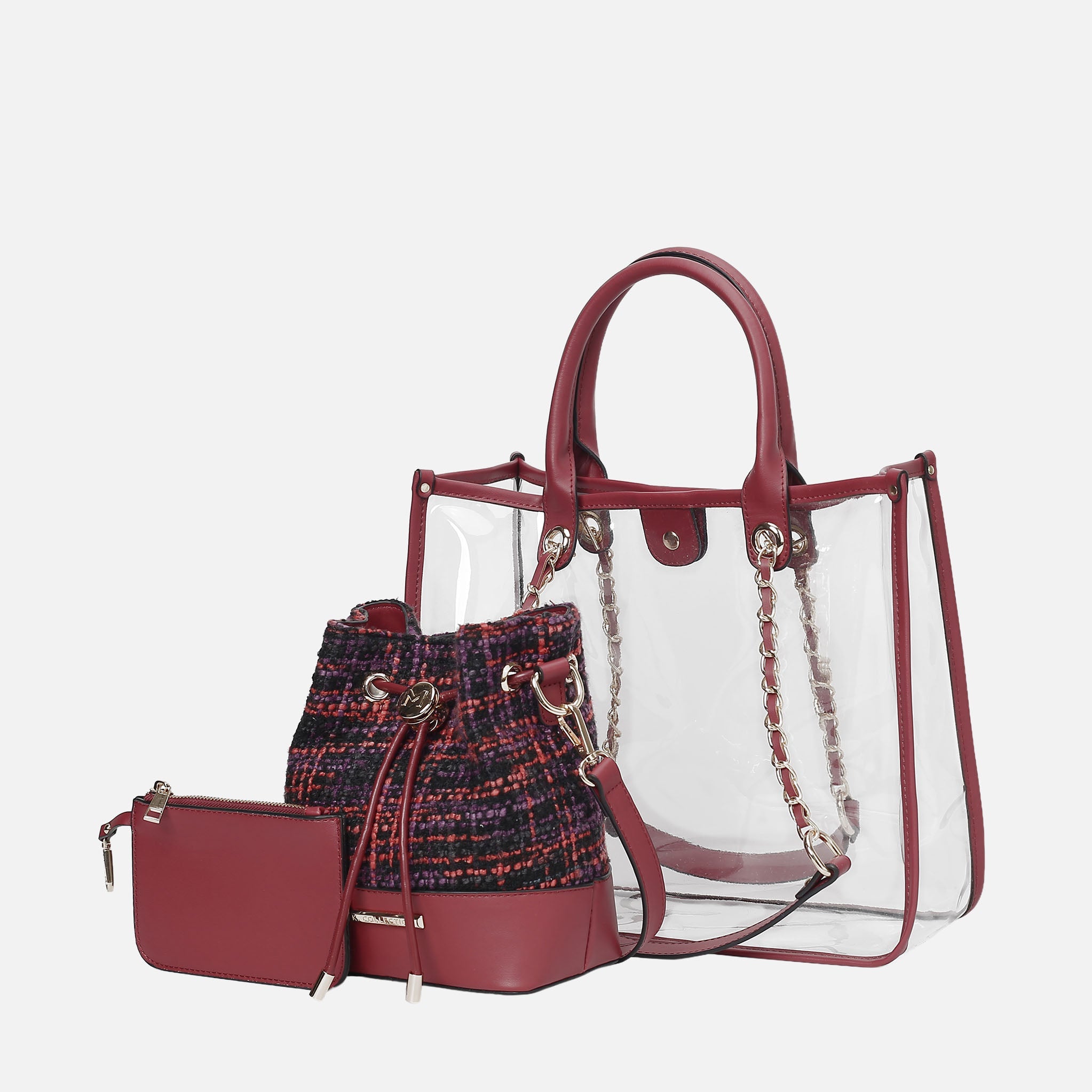 Diva PVC Tote Bag with Tweed Bucket Bag