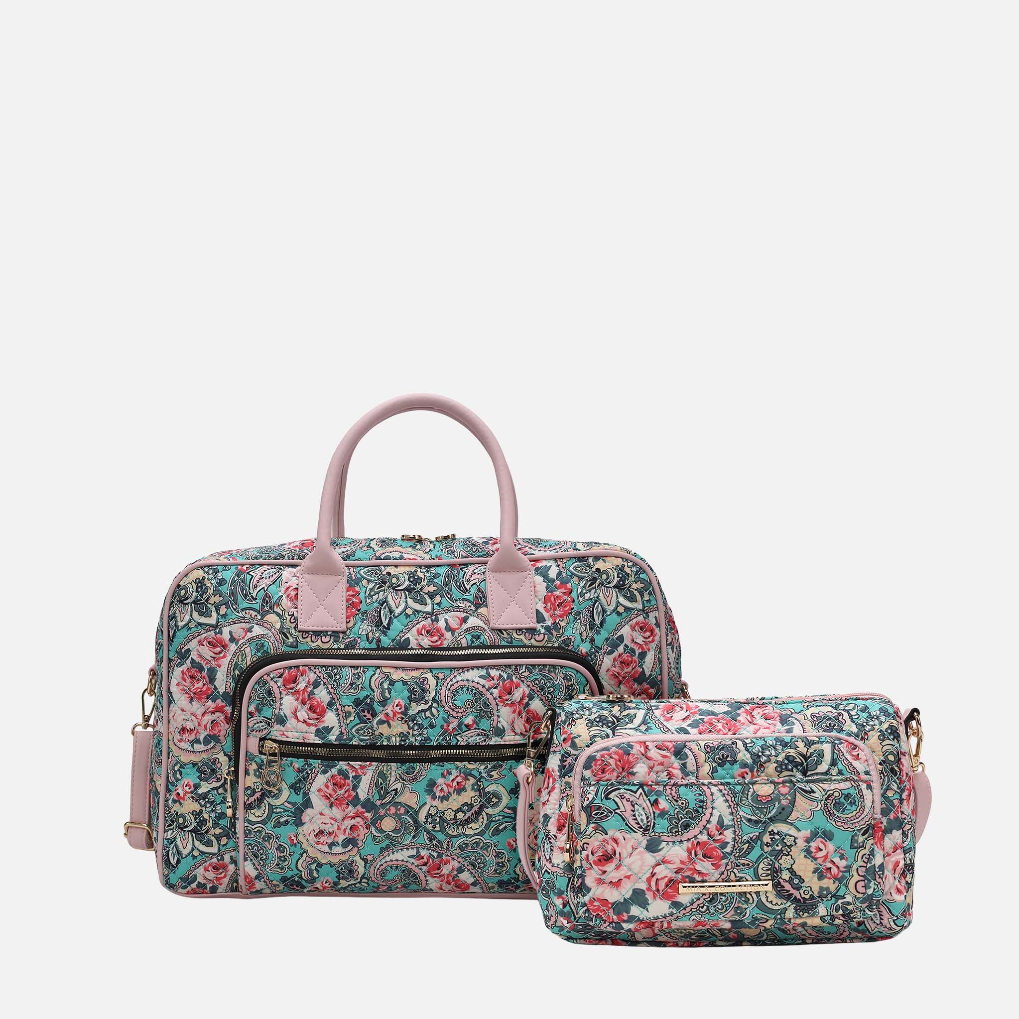 Zoe Quilted Cotton Weekender and Crossbody Bag