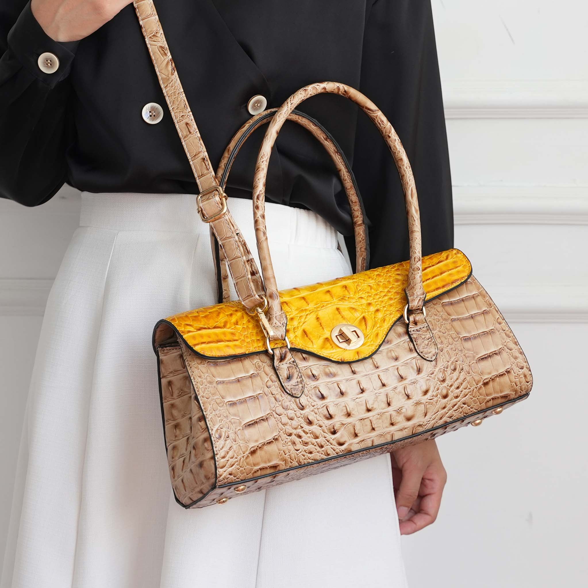 Liviana Croc-Embossed Shoulder Bag