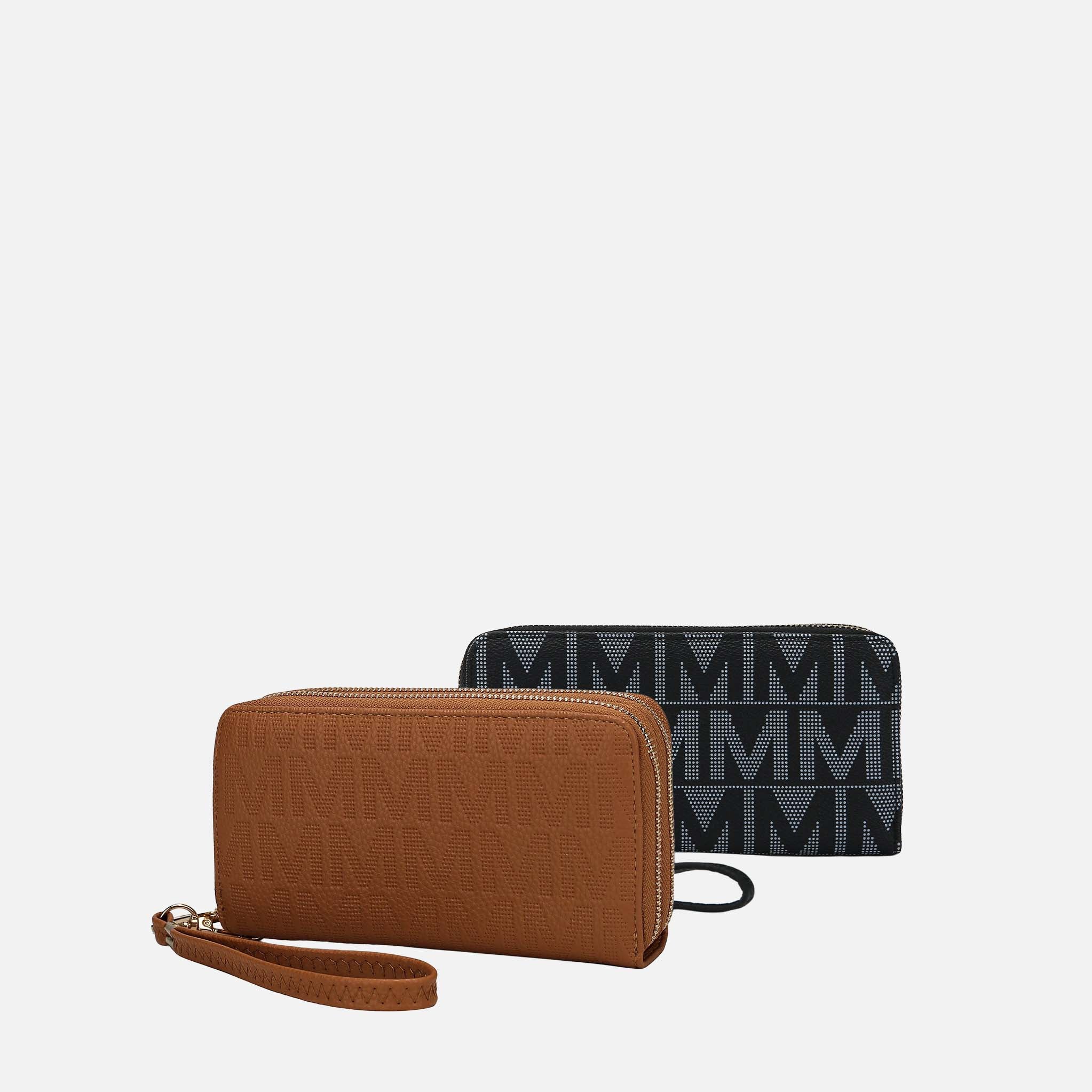 Kathe Embossed M Signature Wallet Wristlet