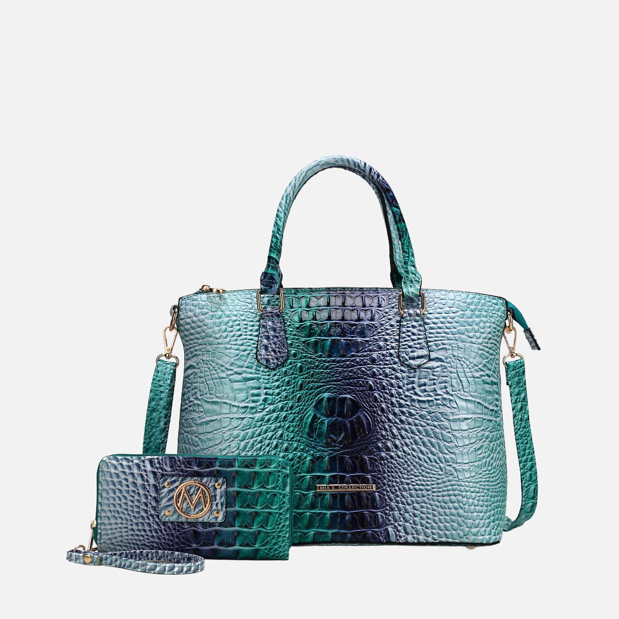 Liora Gradient Croc Shoulder Bag and Wallet Set