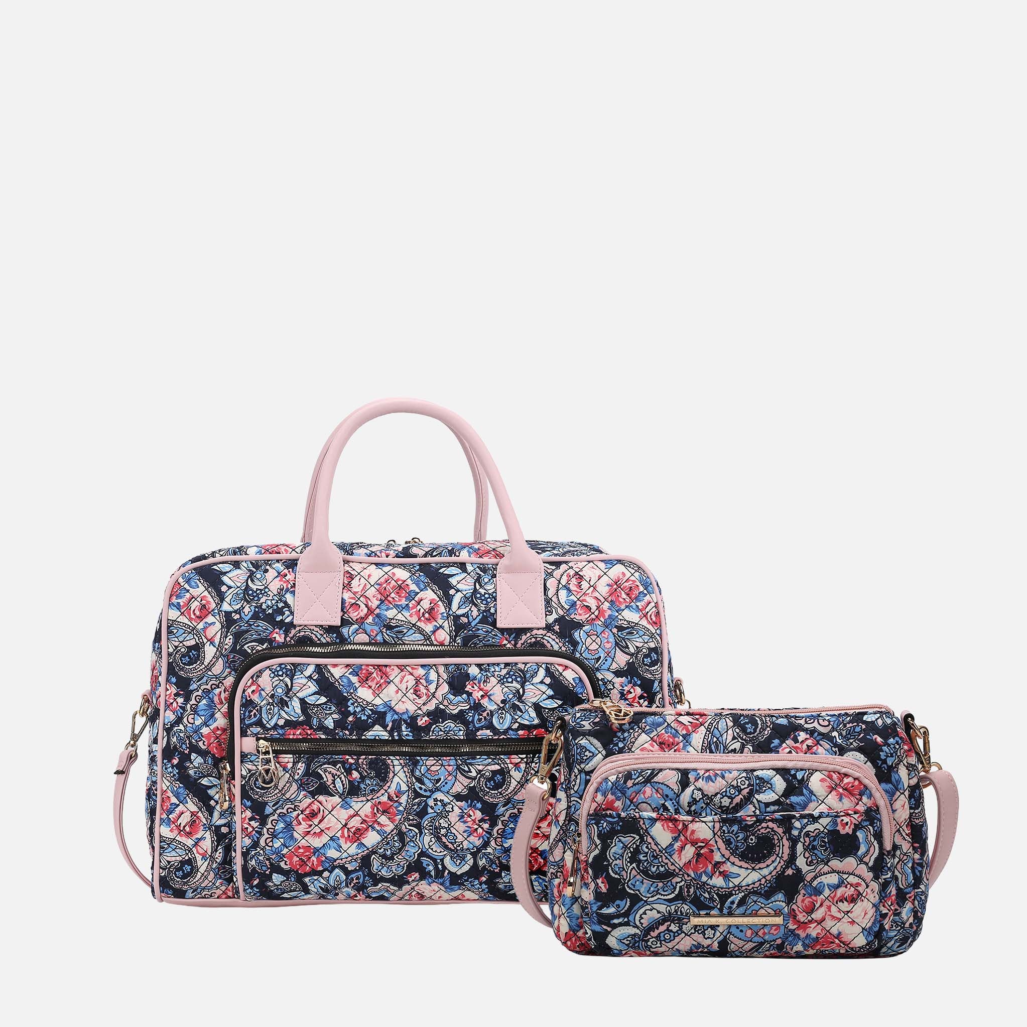 Zoe Quilted Cotton Weekender and Crossbody Bag