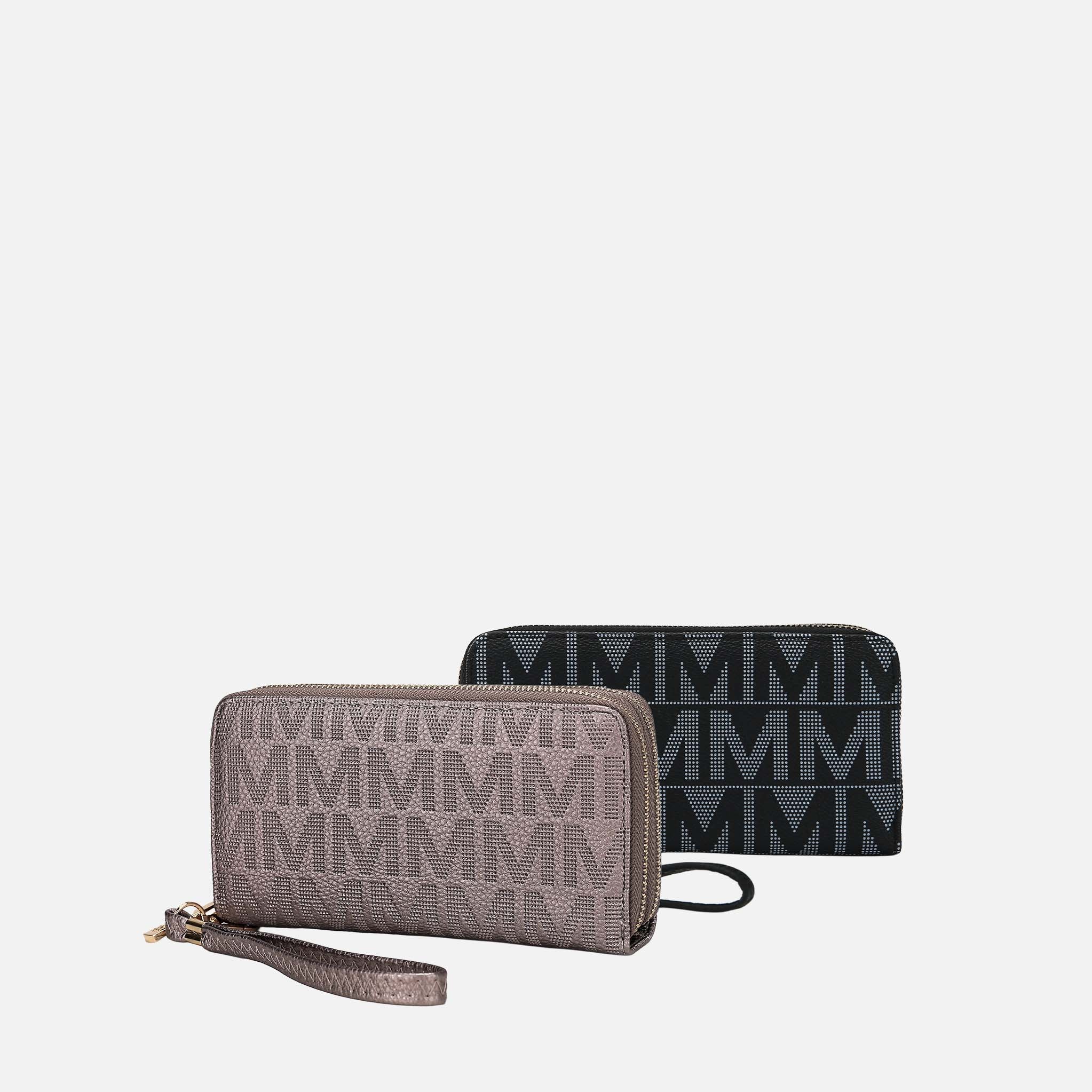 Kathe Embossed M Signature Wallet Wristlet