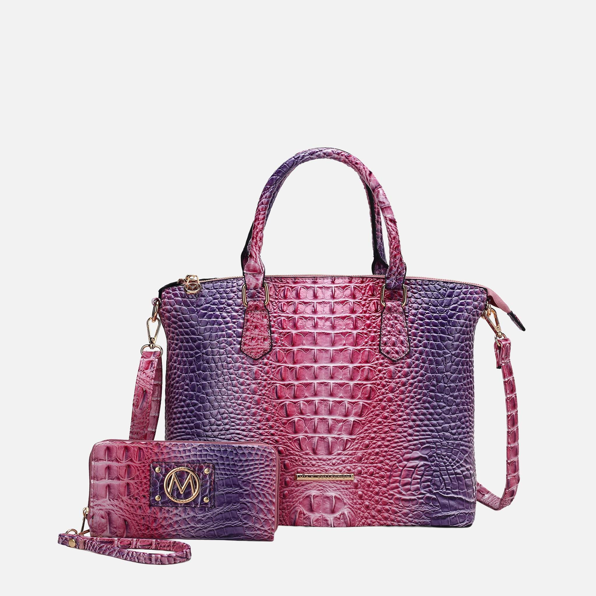 Liora Gradient Croc Shoulder Bag and Wallet Set