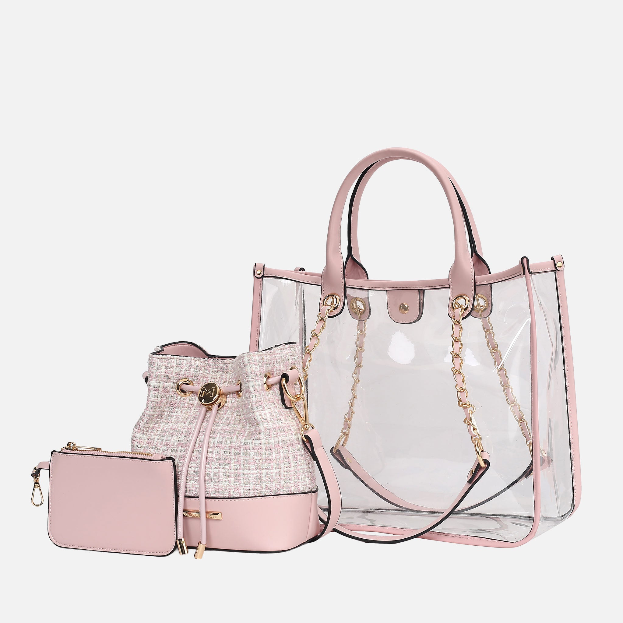 Diva PVC Tote Bag with Tweed Bucket Bag