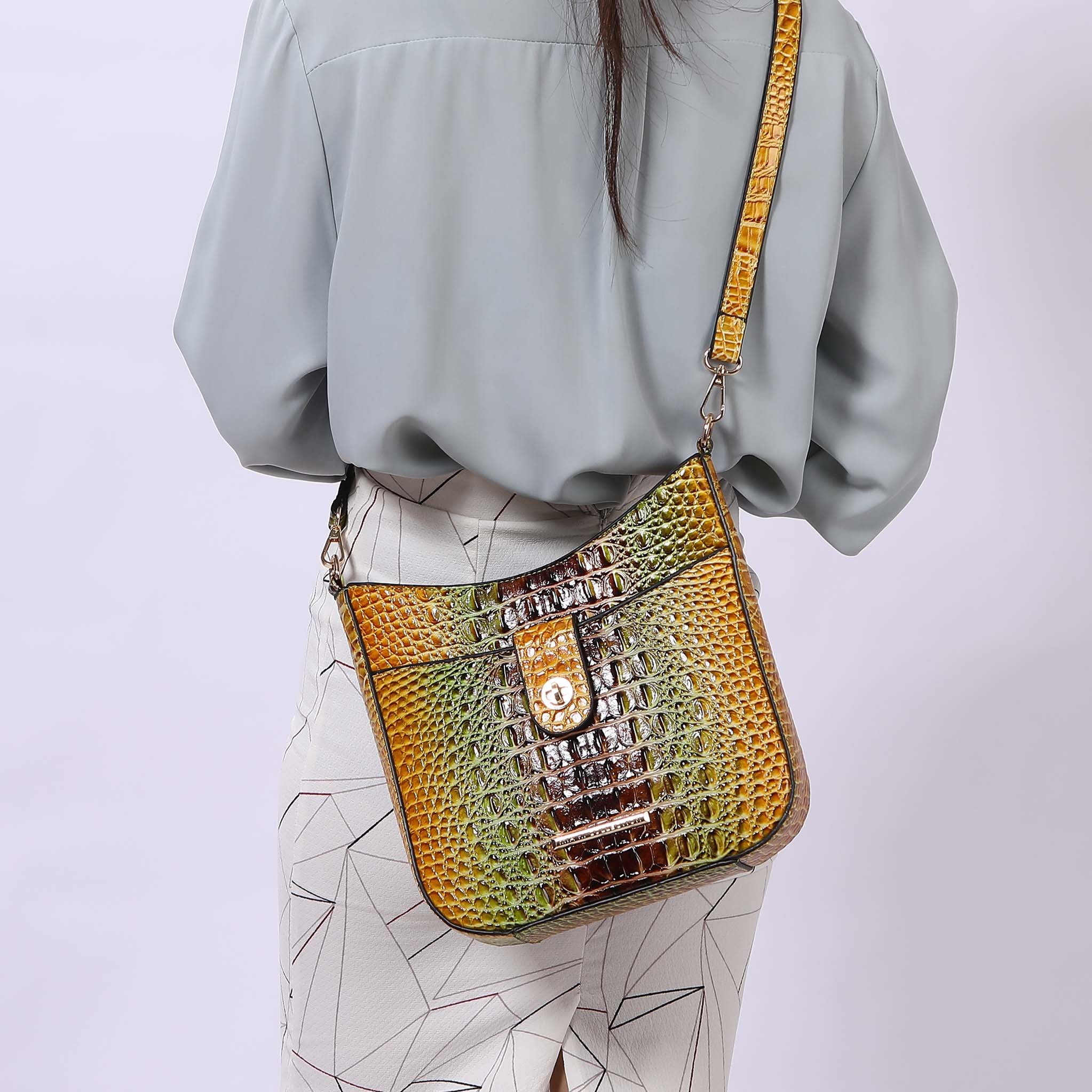 Giovana Gradient Croc Crossbody Bag