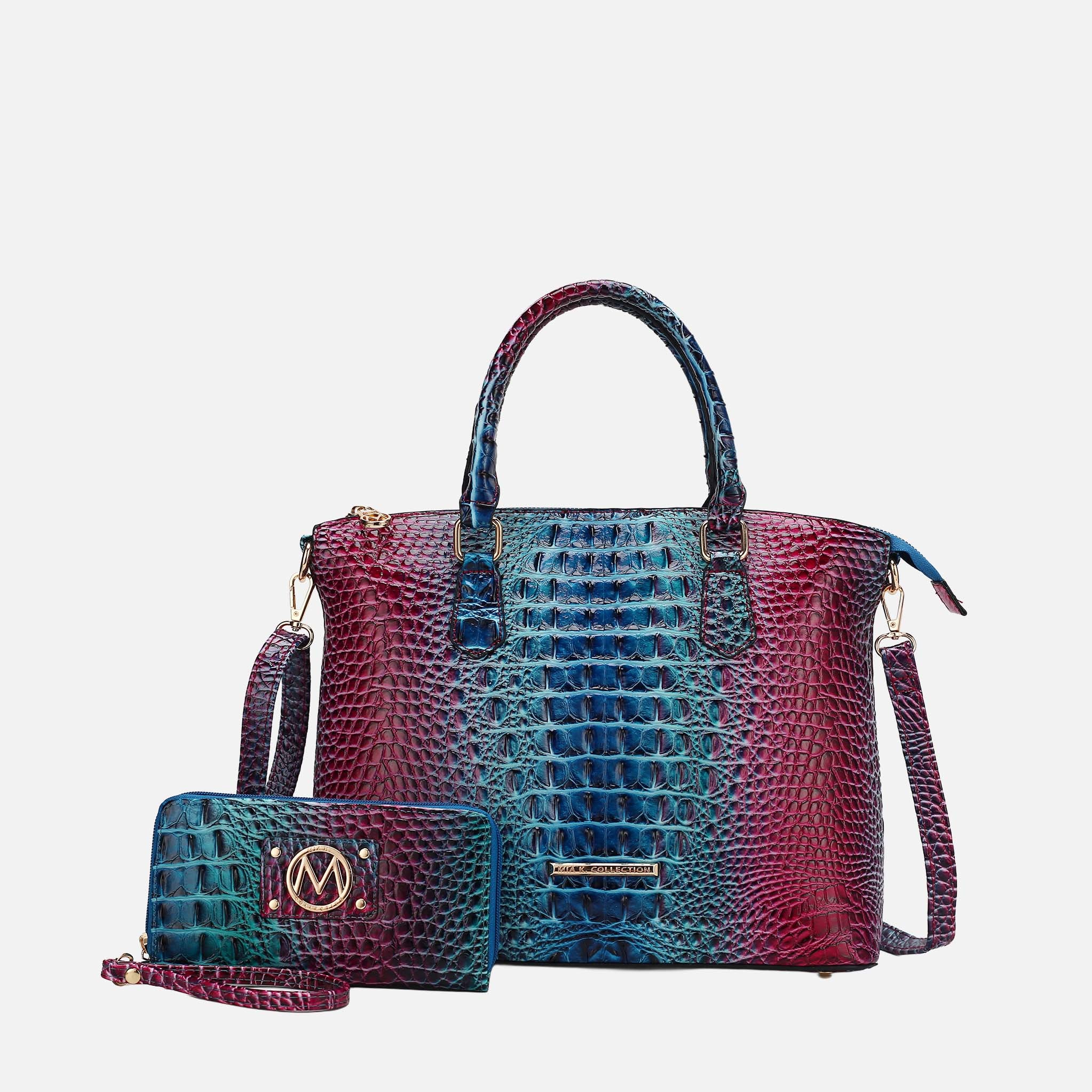 Liora Gradient Croc Shoulder Bag and Wallet Set
