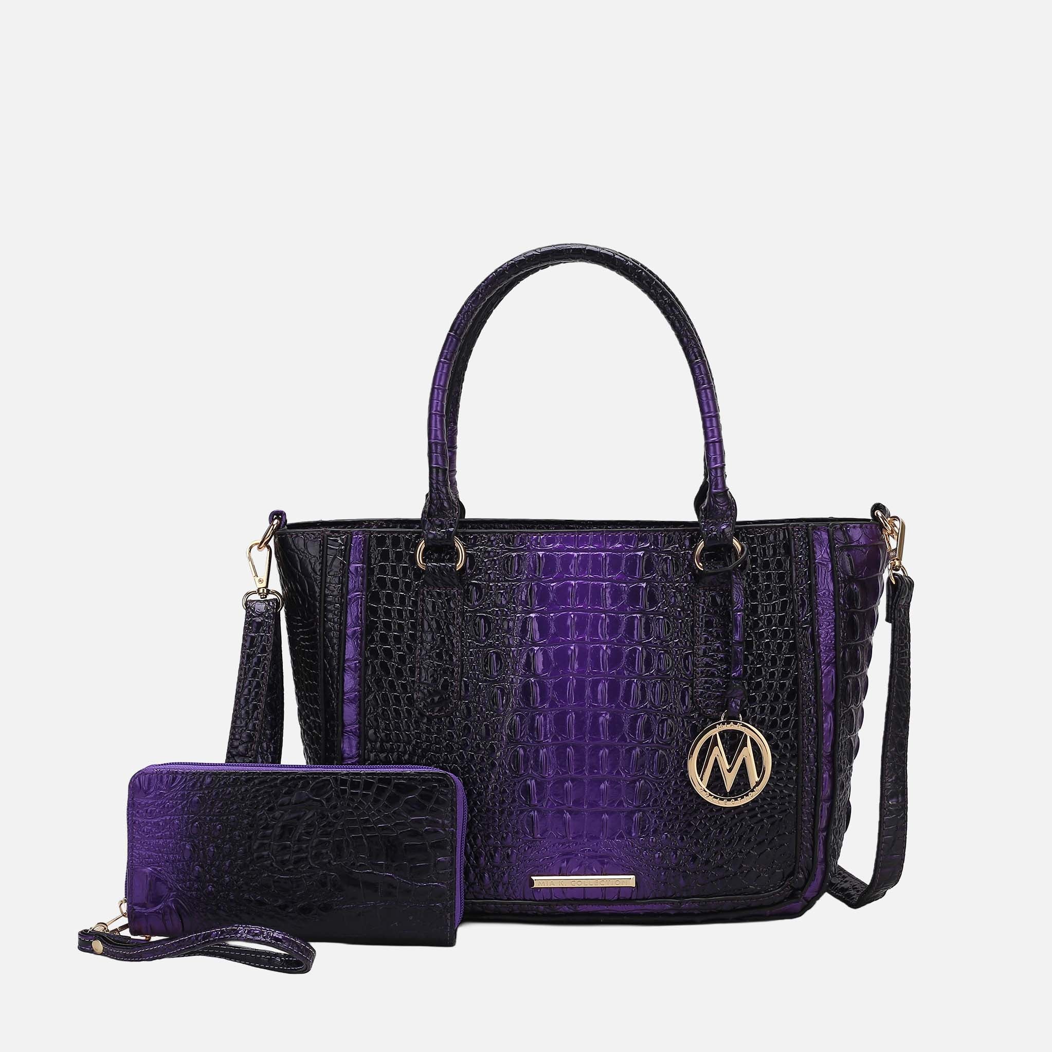Bonnie Croc-Embossed Handbag and Set