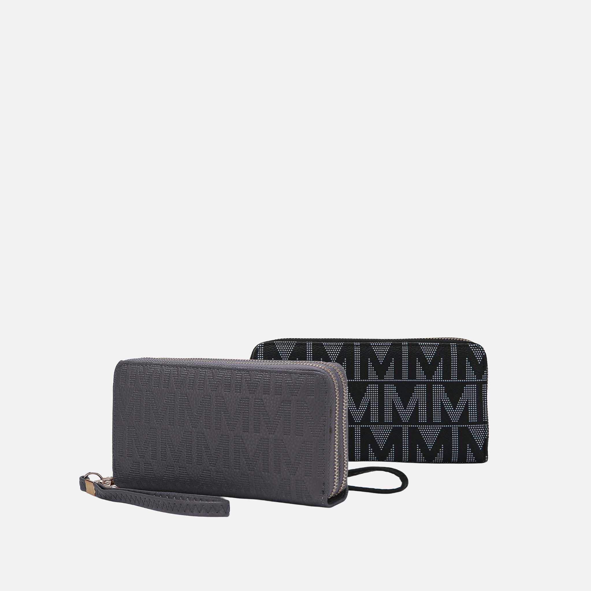 Kathe Embossed M Signature Wallet Wristlet
