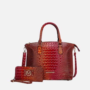 Liora Gradient Croc Shoulder Bag and Wallet Set