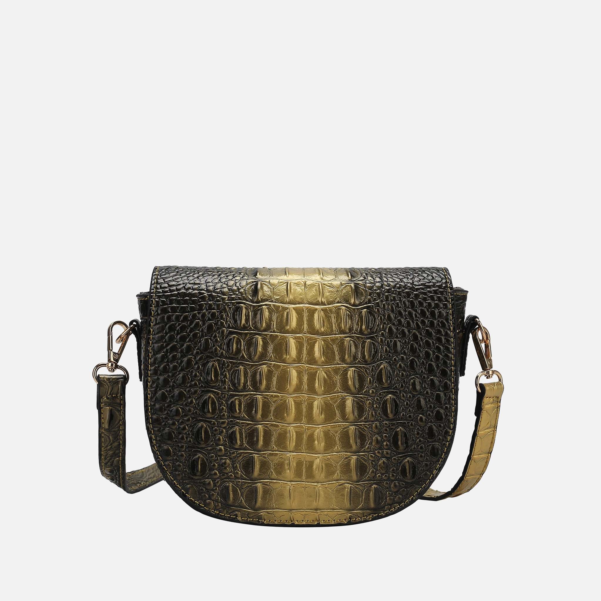 Amalia Croc-Embossed Crossbody Bag