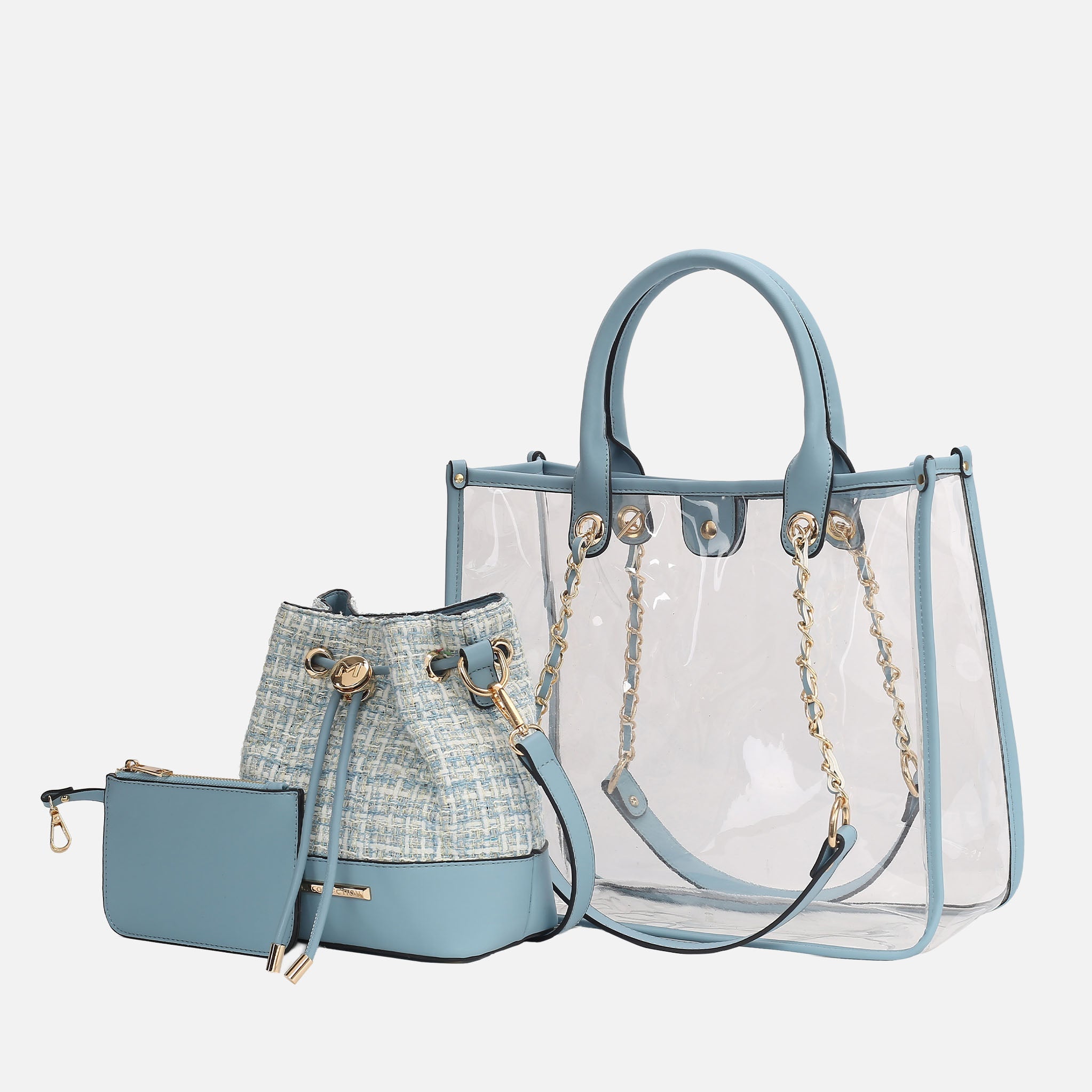 Diva PVC Tote Bag with Tweed Bucket Bag