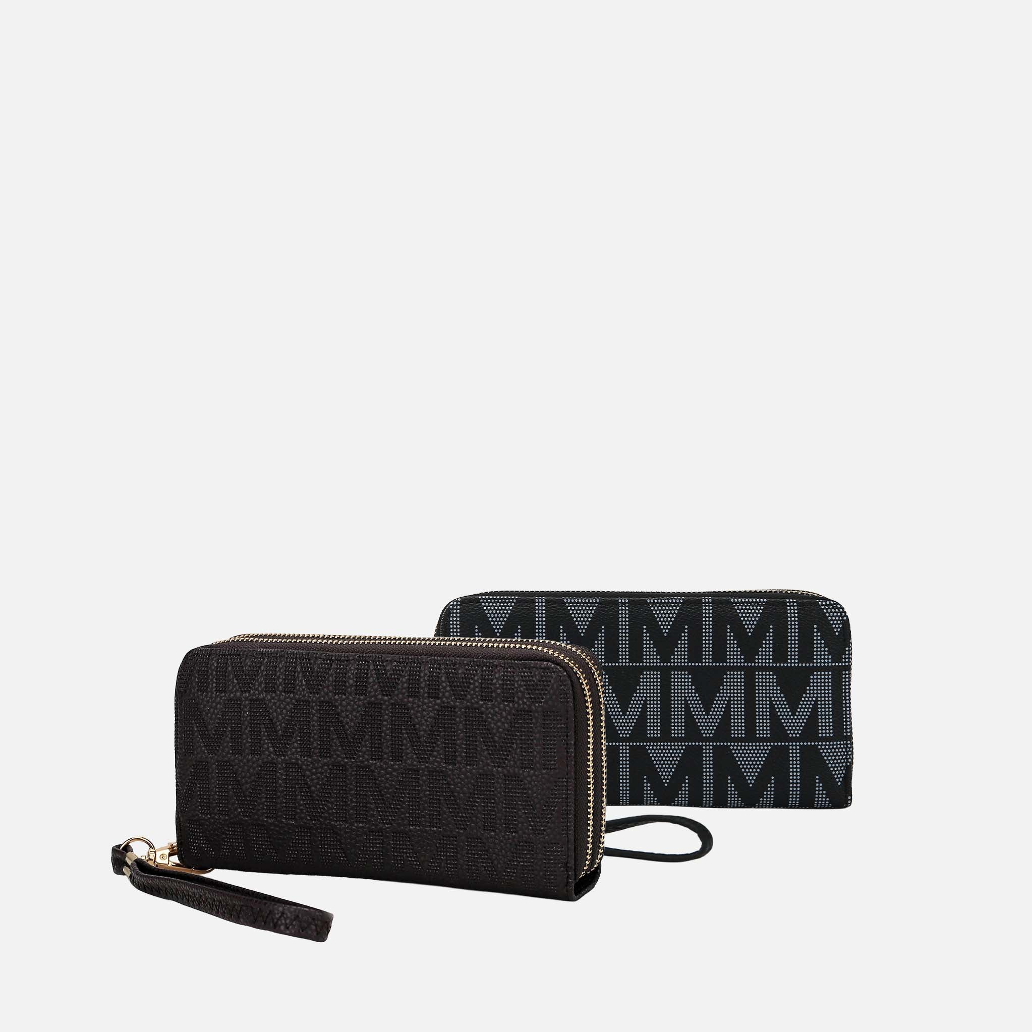 Kathe Embossed M Signature Wallet Wristlet