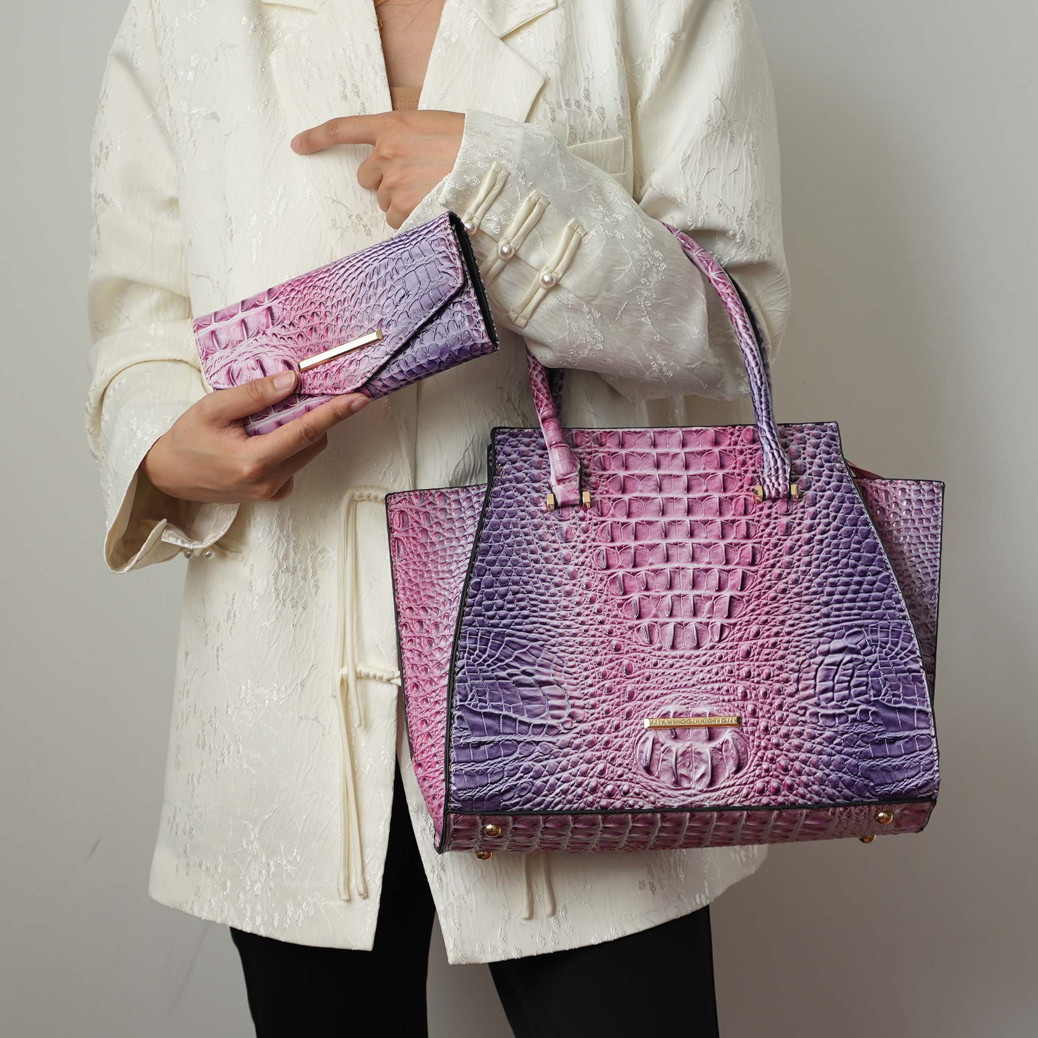 Miriam Croc Tote Bag and Set