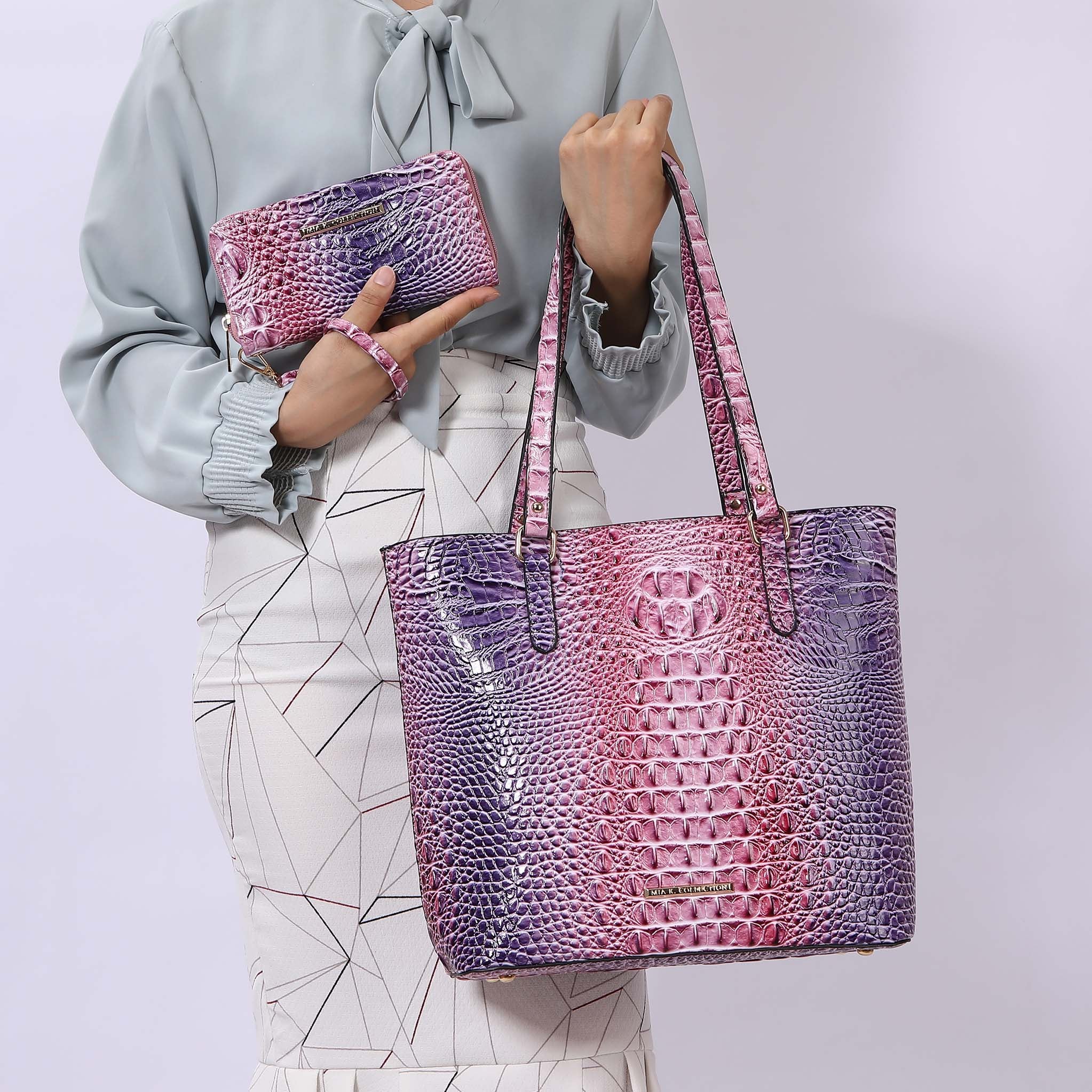Piper Gradient Croc Tote Bag and Set