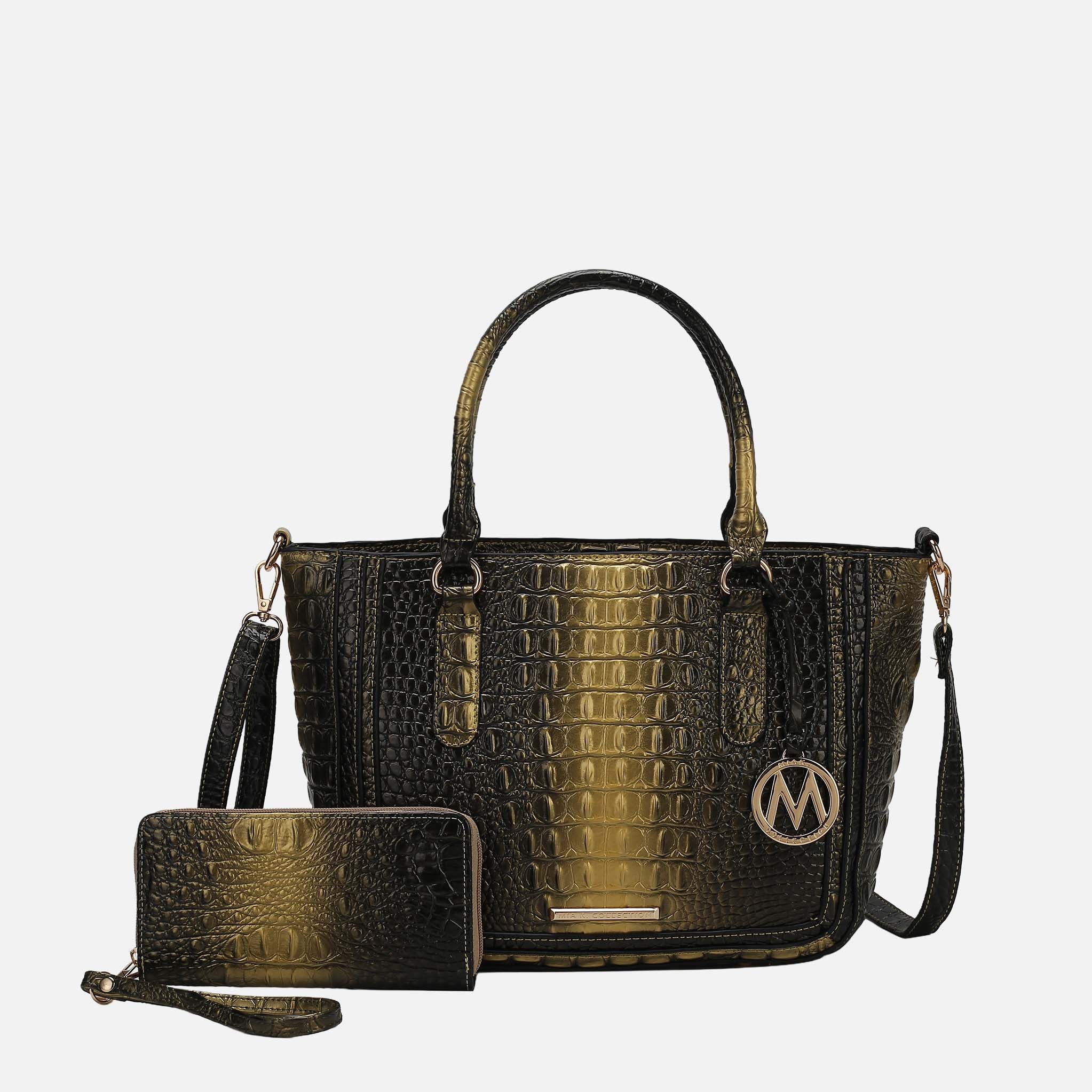 Bonnie Croc-Embossed Handbag and Set