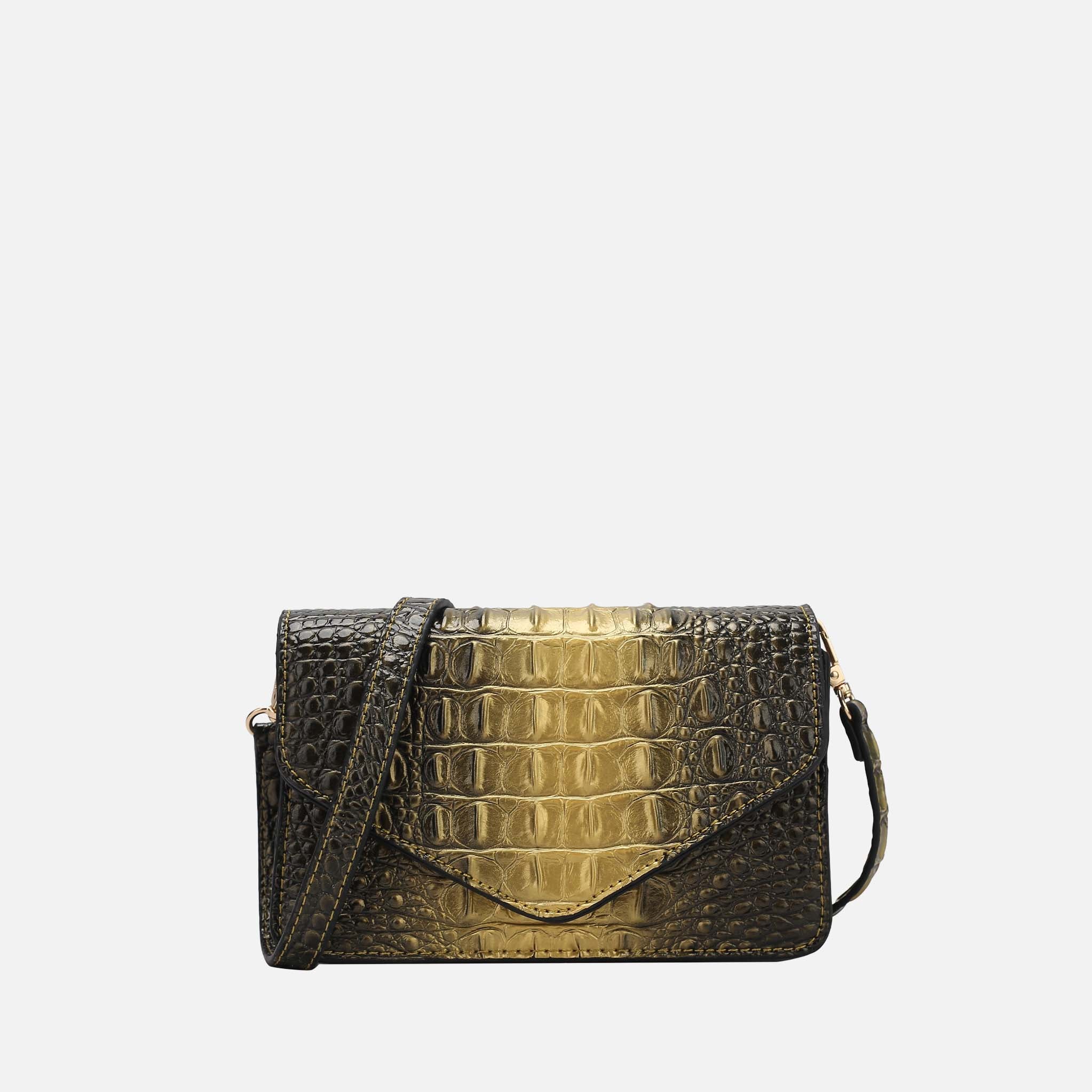 Vanta Croc-Embossed Saddle Bag