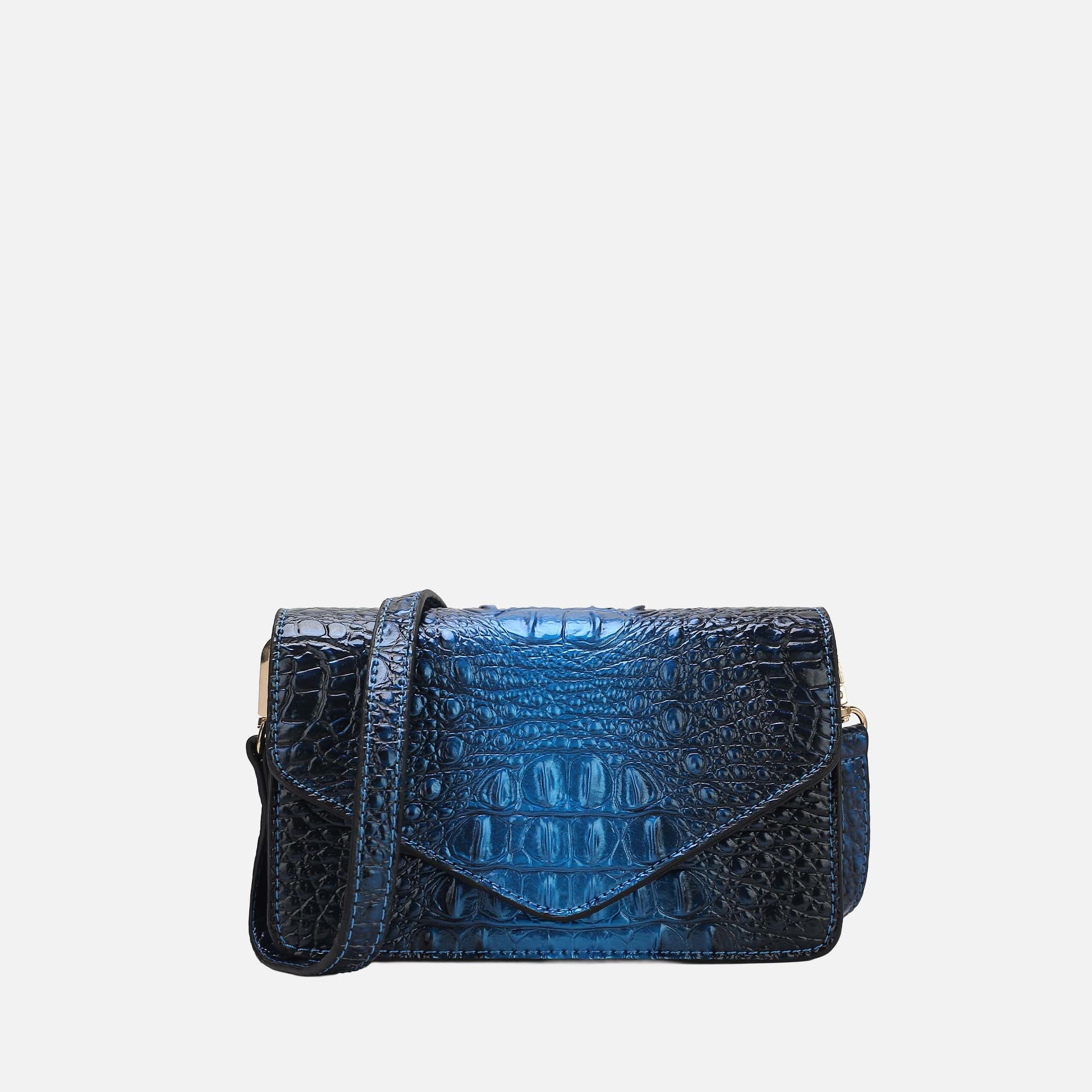 Vanta Croc-Embossed Saddle Bag