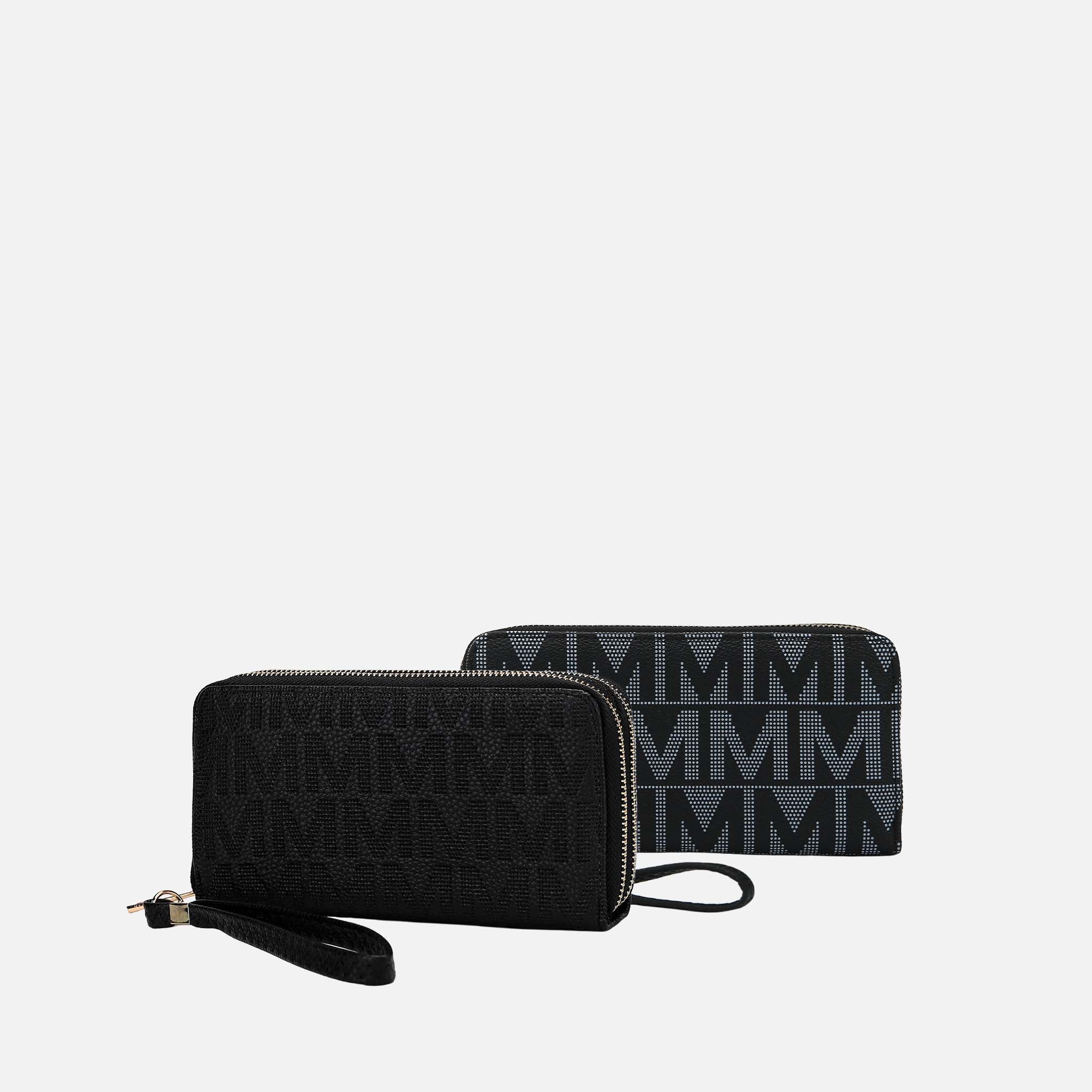 Kathe Embossed M Signature Wallet Wristlet