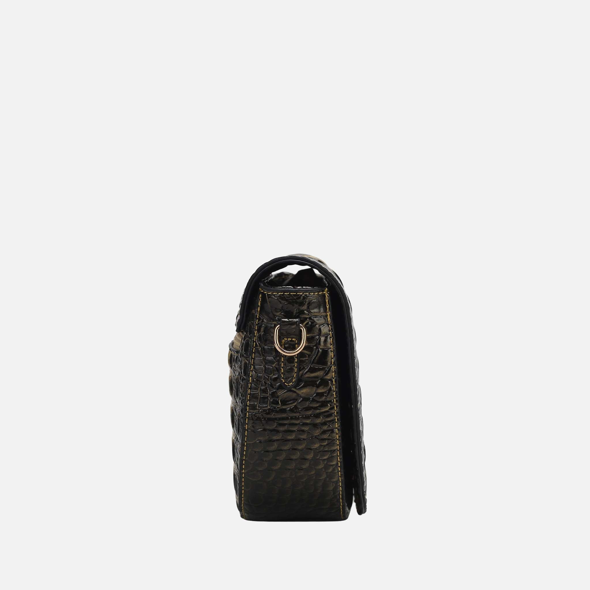 Amalia Croc-Embossed Crossbody Bag