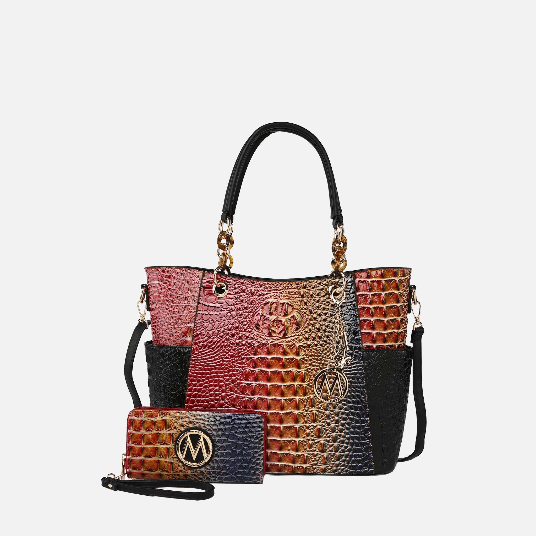 Bonita Croc Embossed Tote bag and Set