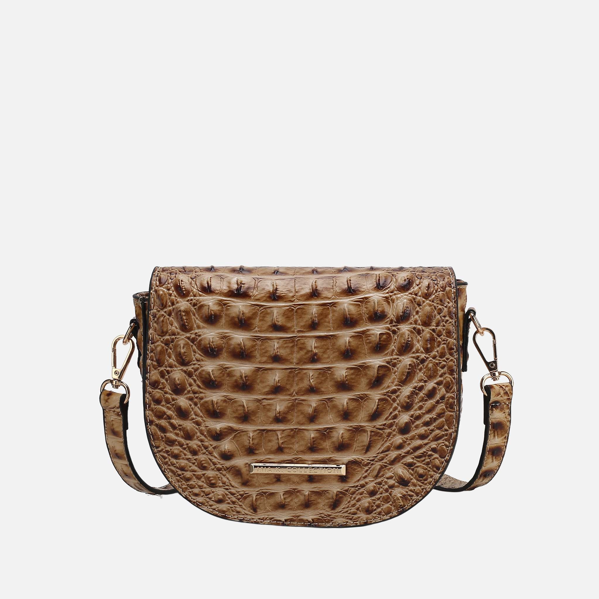Amalia Solid Croc Crossbody Bag