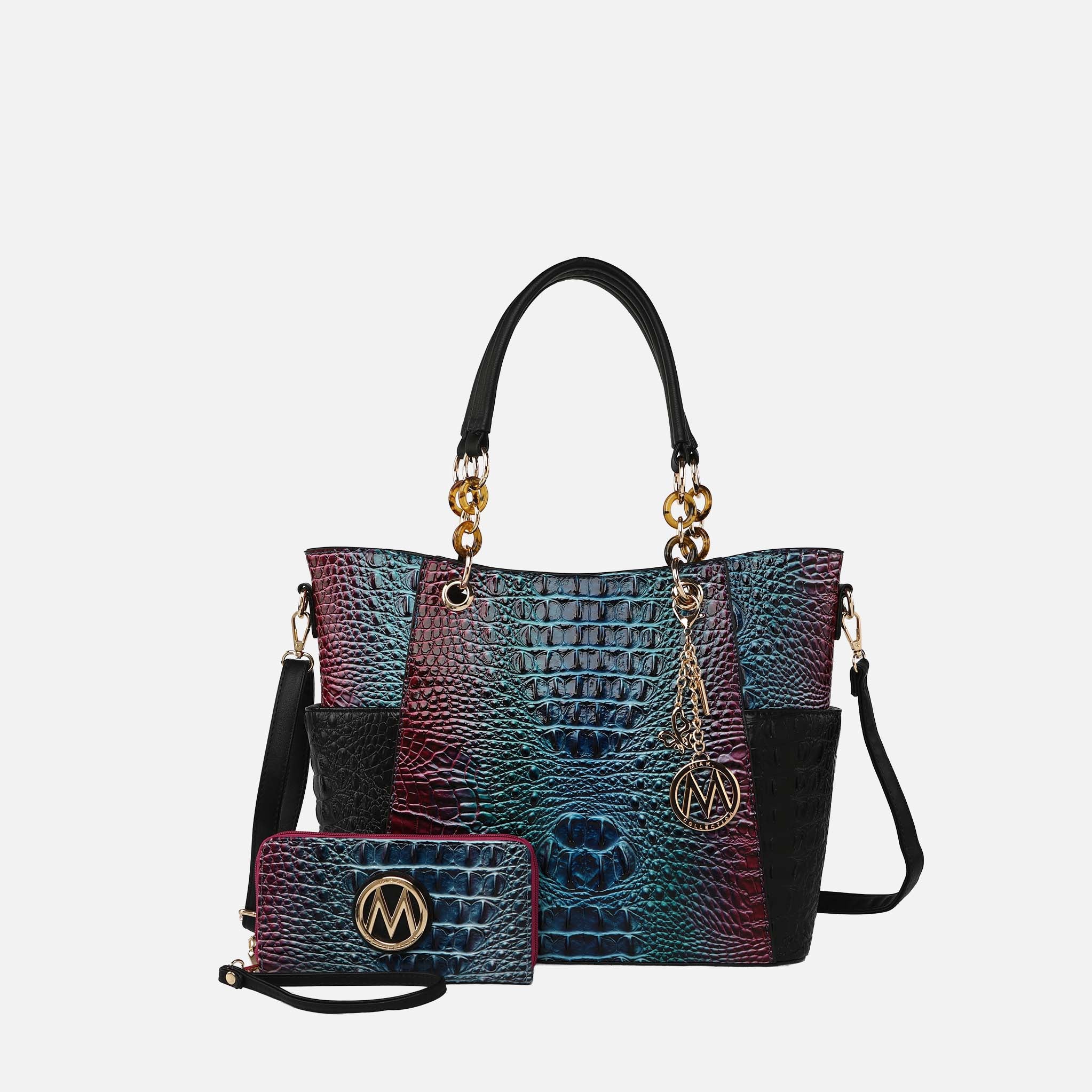 Bonita Croc Embossed Tote bag and Set