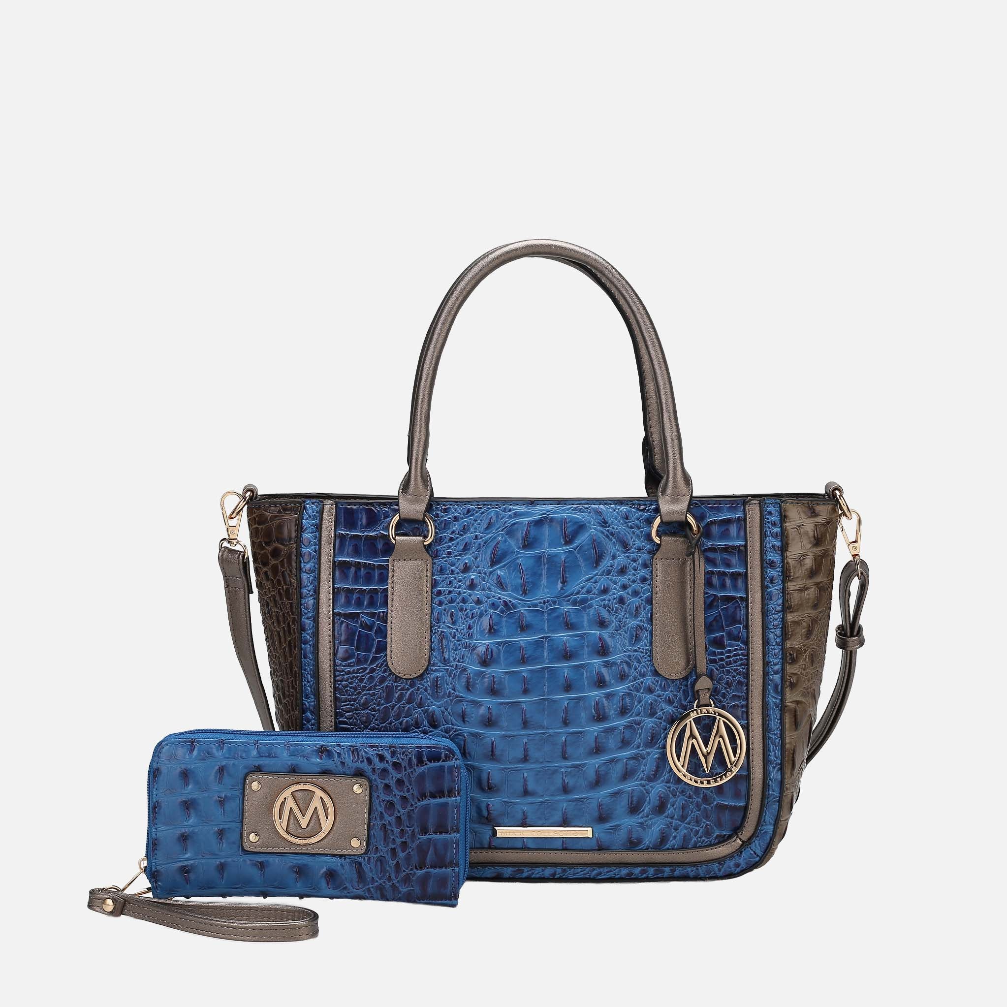Bonnie Croc-Embossed Handbag and Set