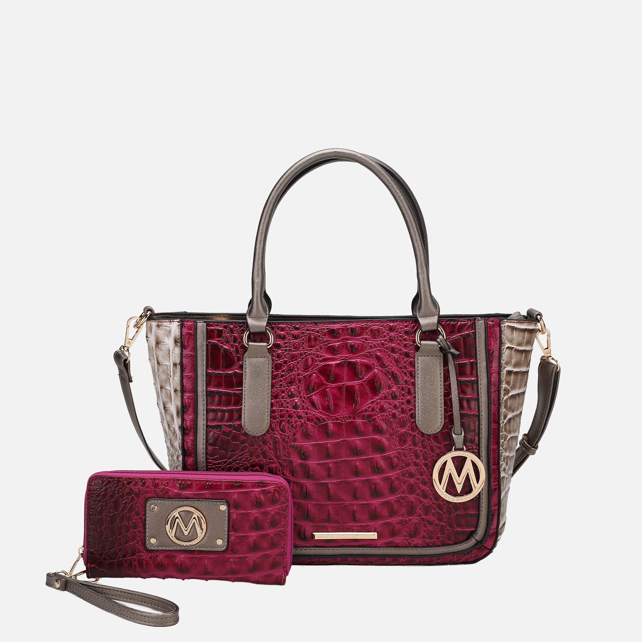 Bonnie Croc-Embossed Handbag and Set
