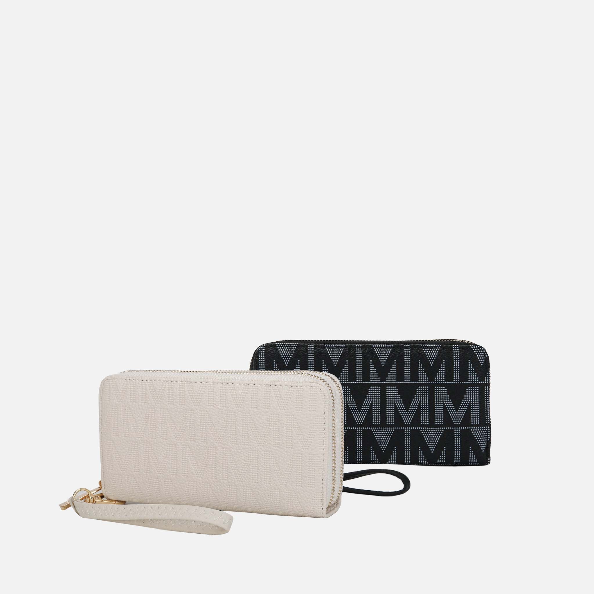 Kathe Embossed M Signature Wallet Wristlet