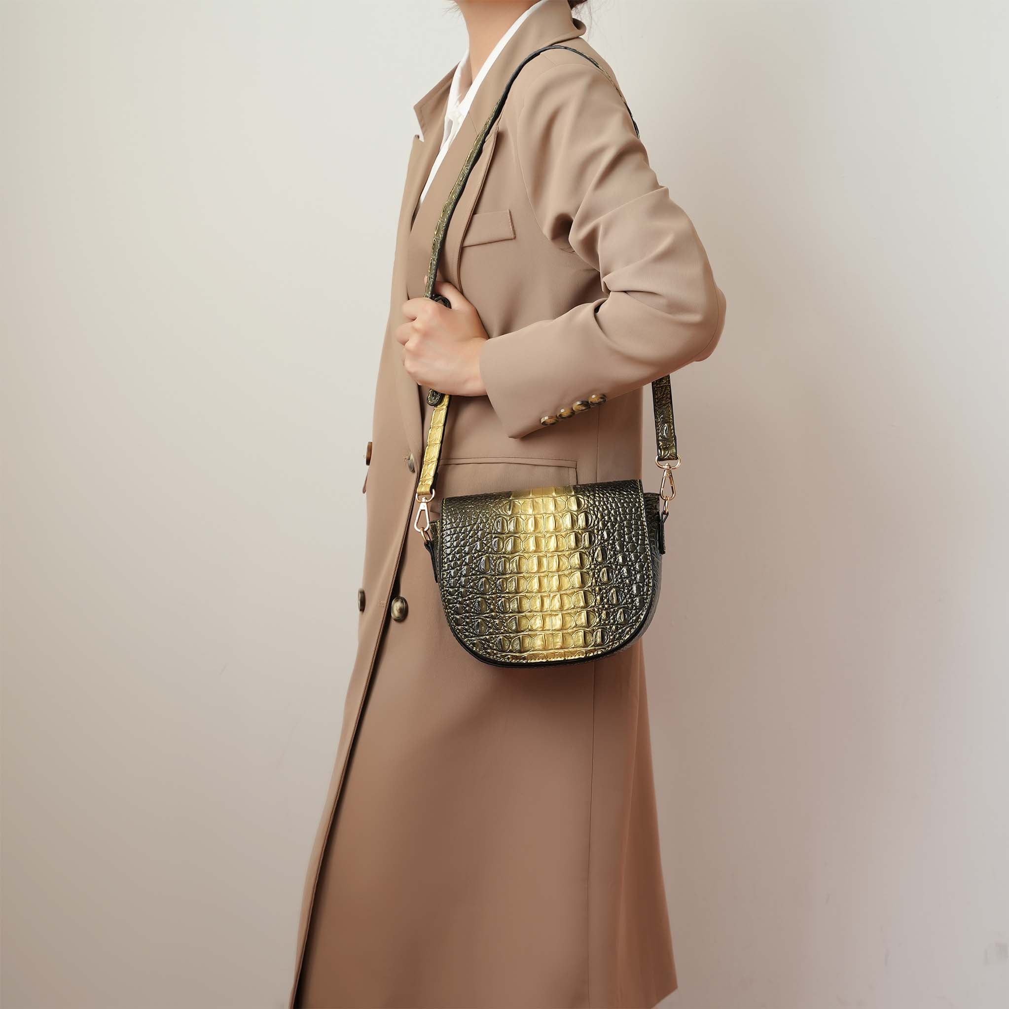 Amalia Croc-Embossed Crossbody Bag