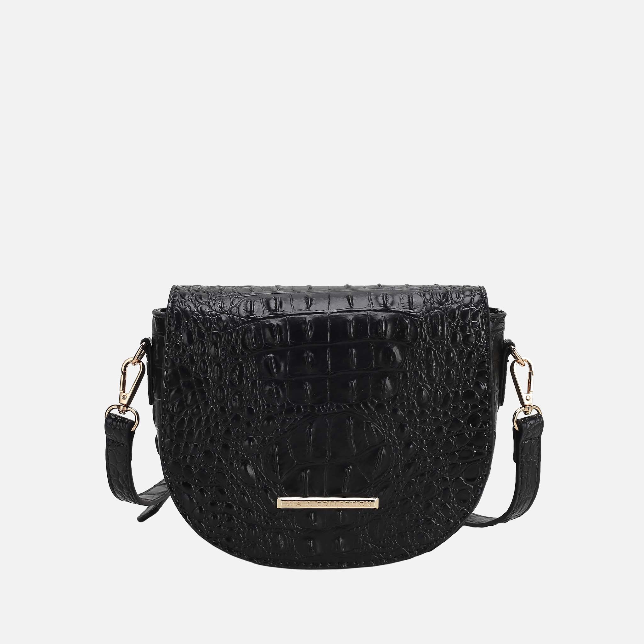 Amalia Solid Croc Crossbody Bag