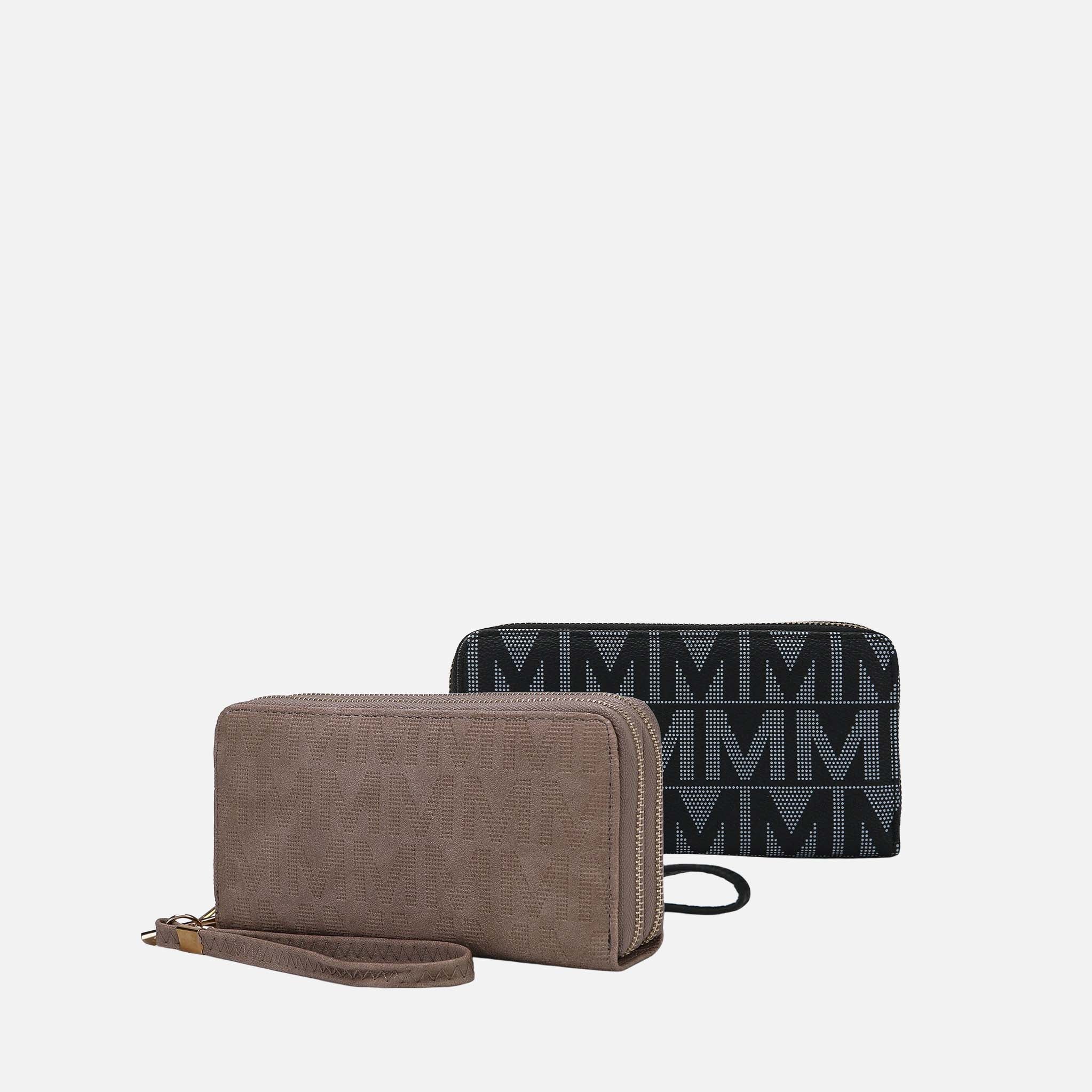 Kathe Embossed M Signature Wallet Wristlet