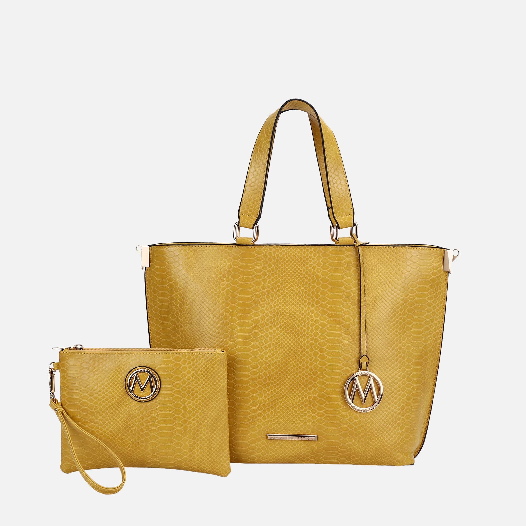 Beryl Embossed Tote Bag and Wristlet Set