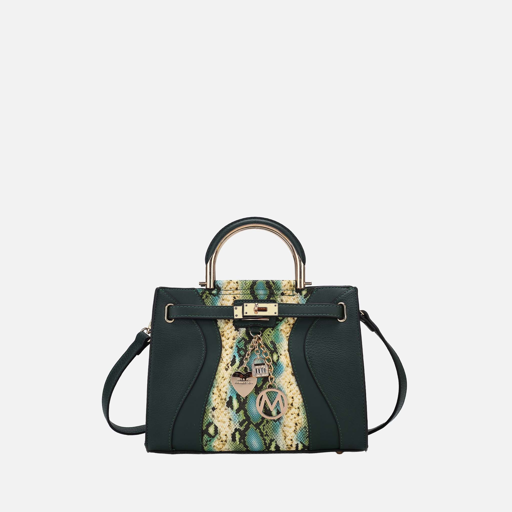 Cassia Snake embossed Satchel Bag