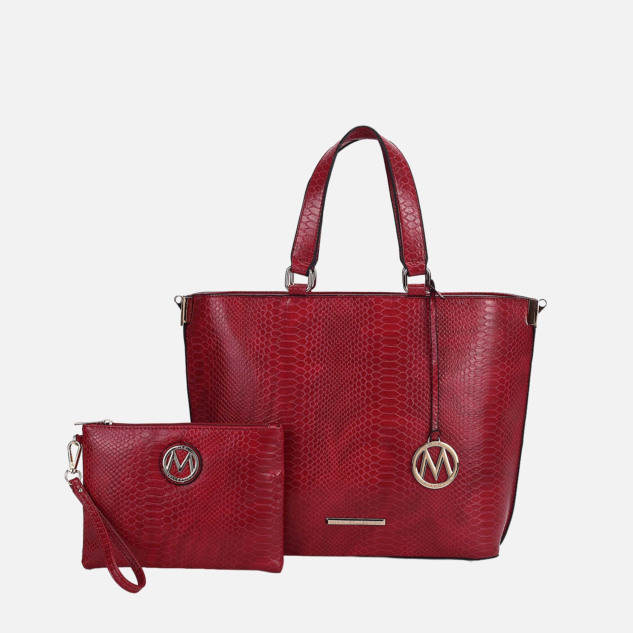 Beryl Embossed Tote Bag and Wristlet Set