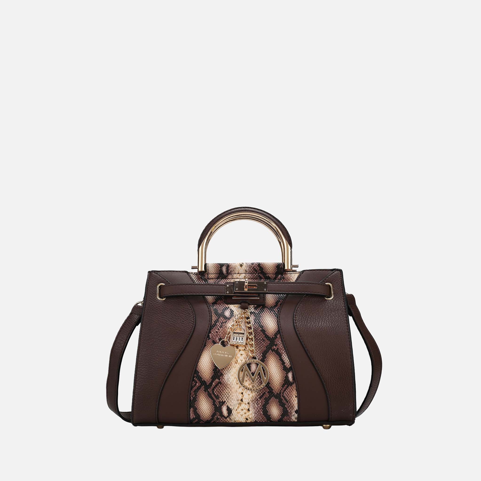Cassia Snake embossed Satchel Bag