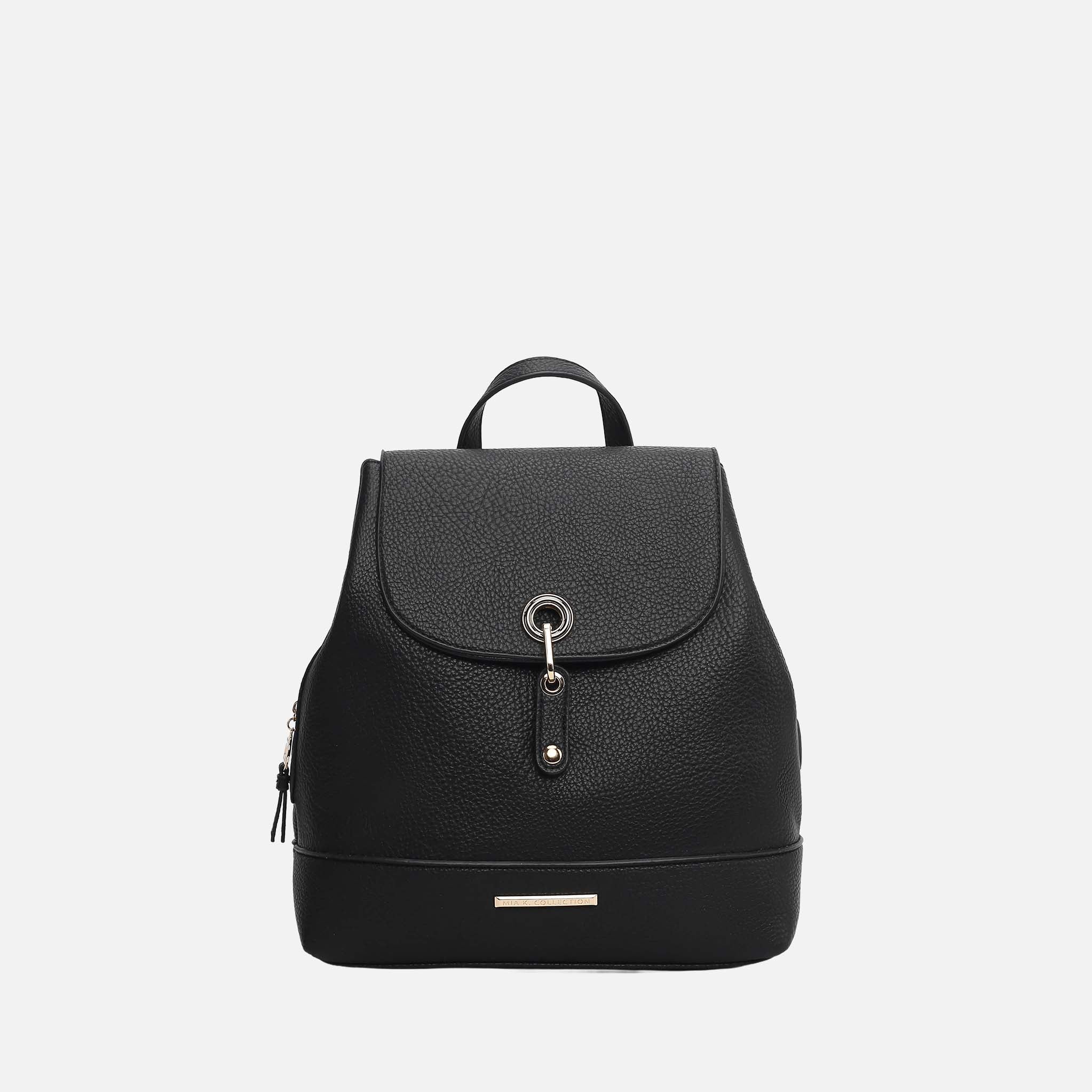 black leather mk backpack MKF Collection Laura Women's Vegan Leather Backpack Bag by Mia K- Coffee