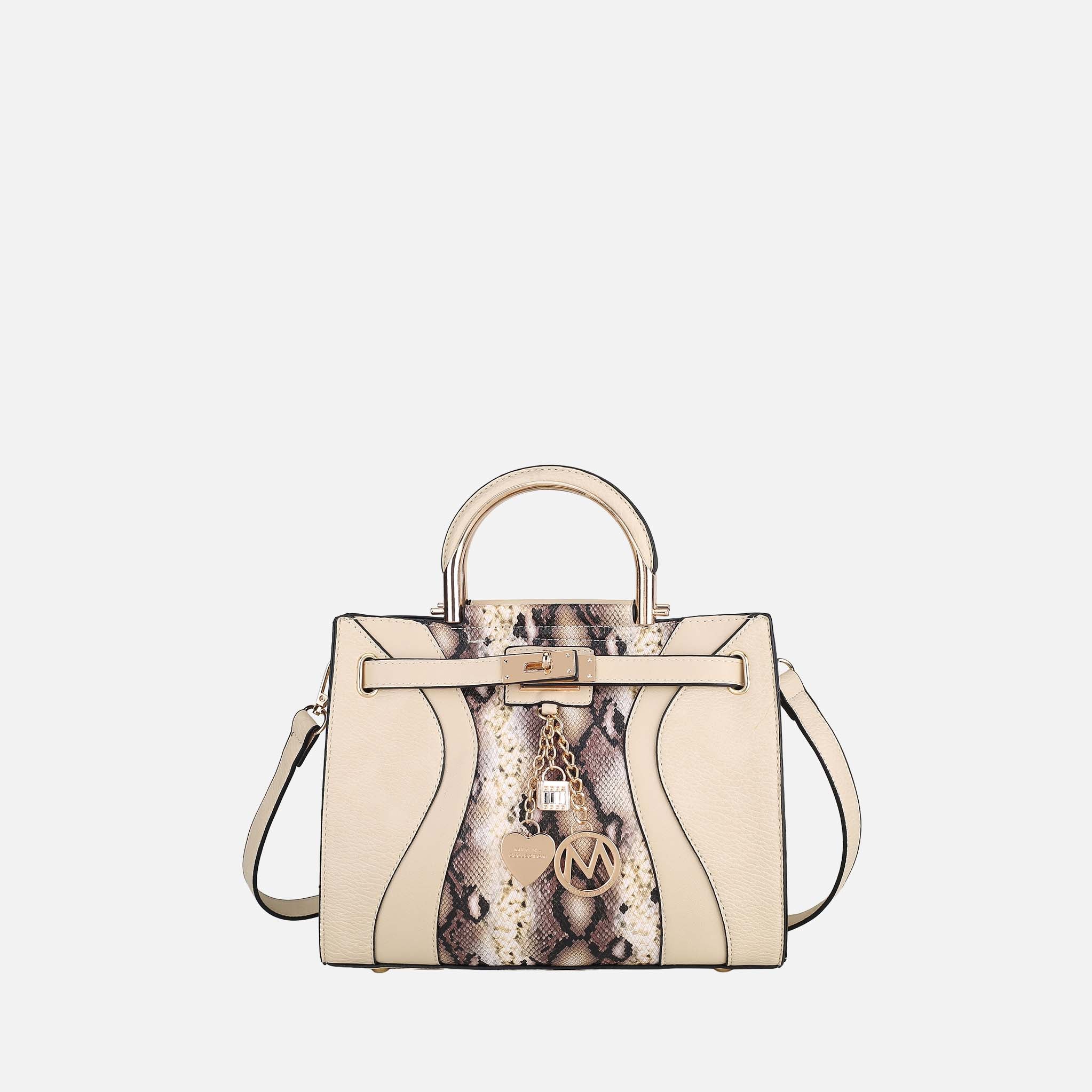 Cassia Snake embossed Satchel Bag