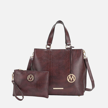 Beryl Embossed Tote Bag and Wristlet Set