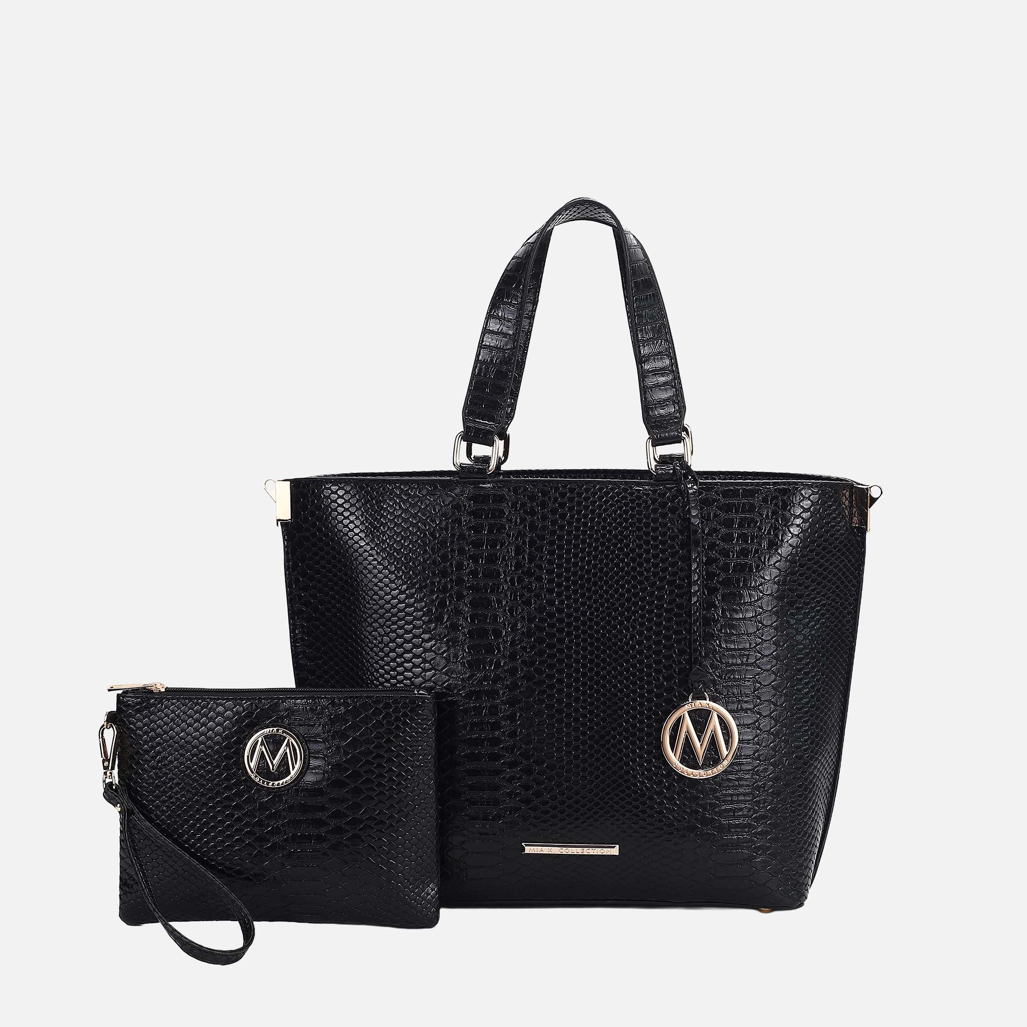 Beryl Embossed Tote Bag and Wristlet Set