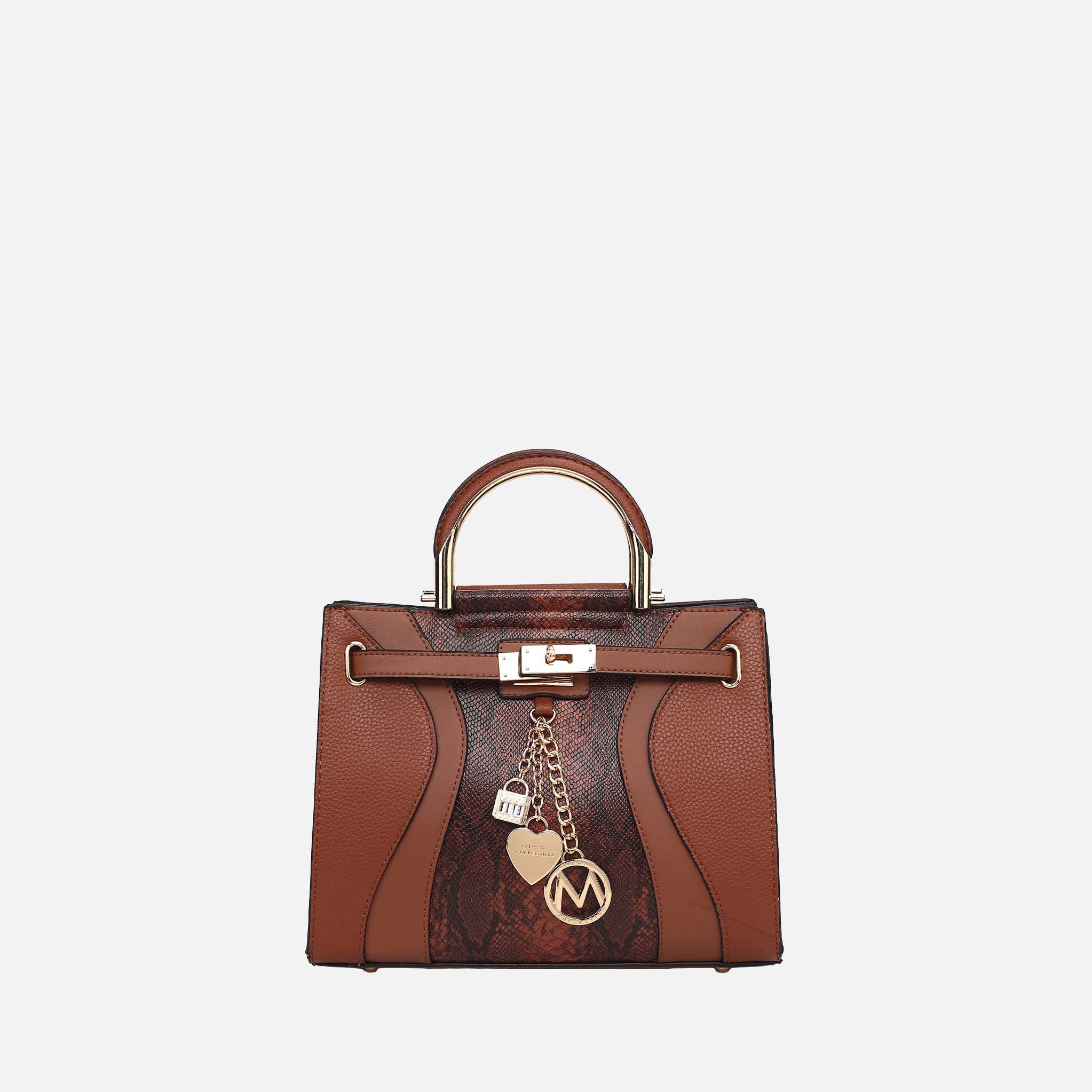 Cassia Snake embossed Satchel Bag